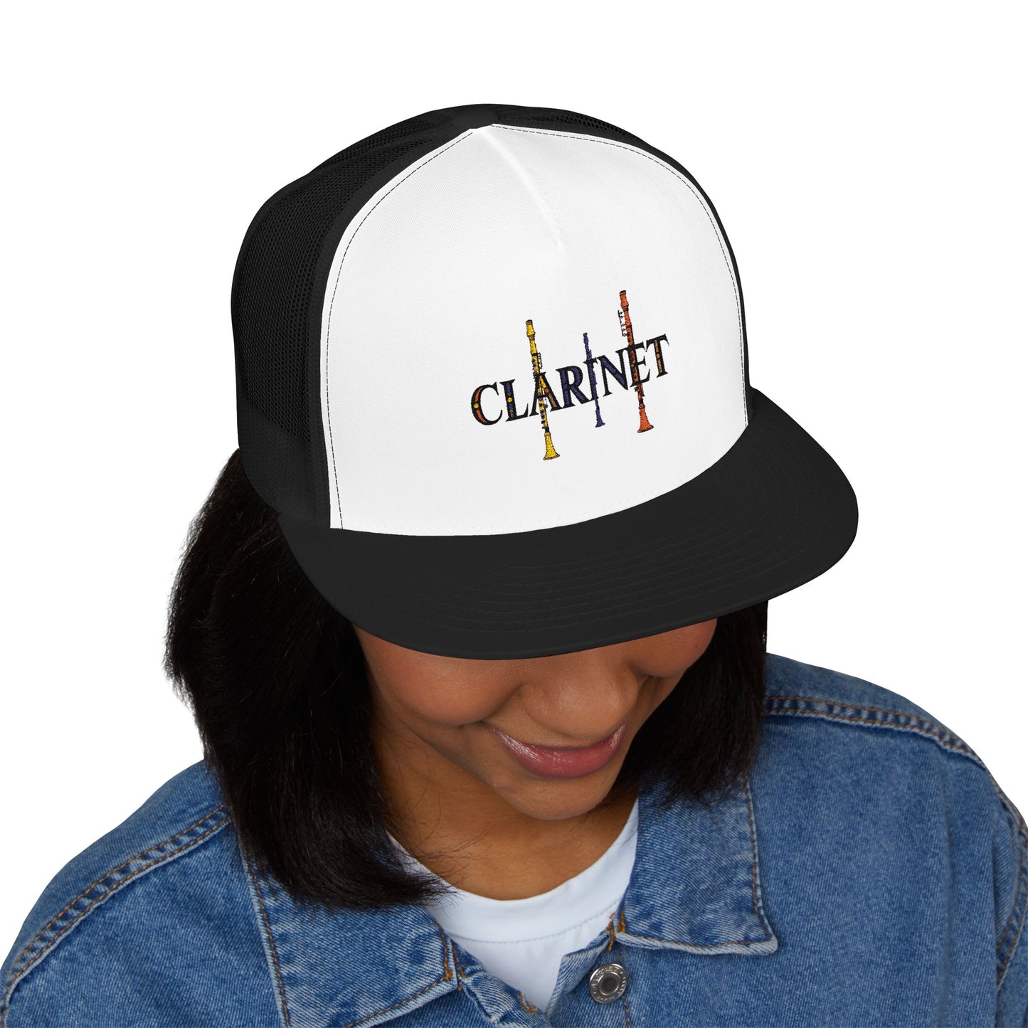 Embroidered "Clarinet" 5 Panel Trucker Cap