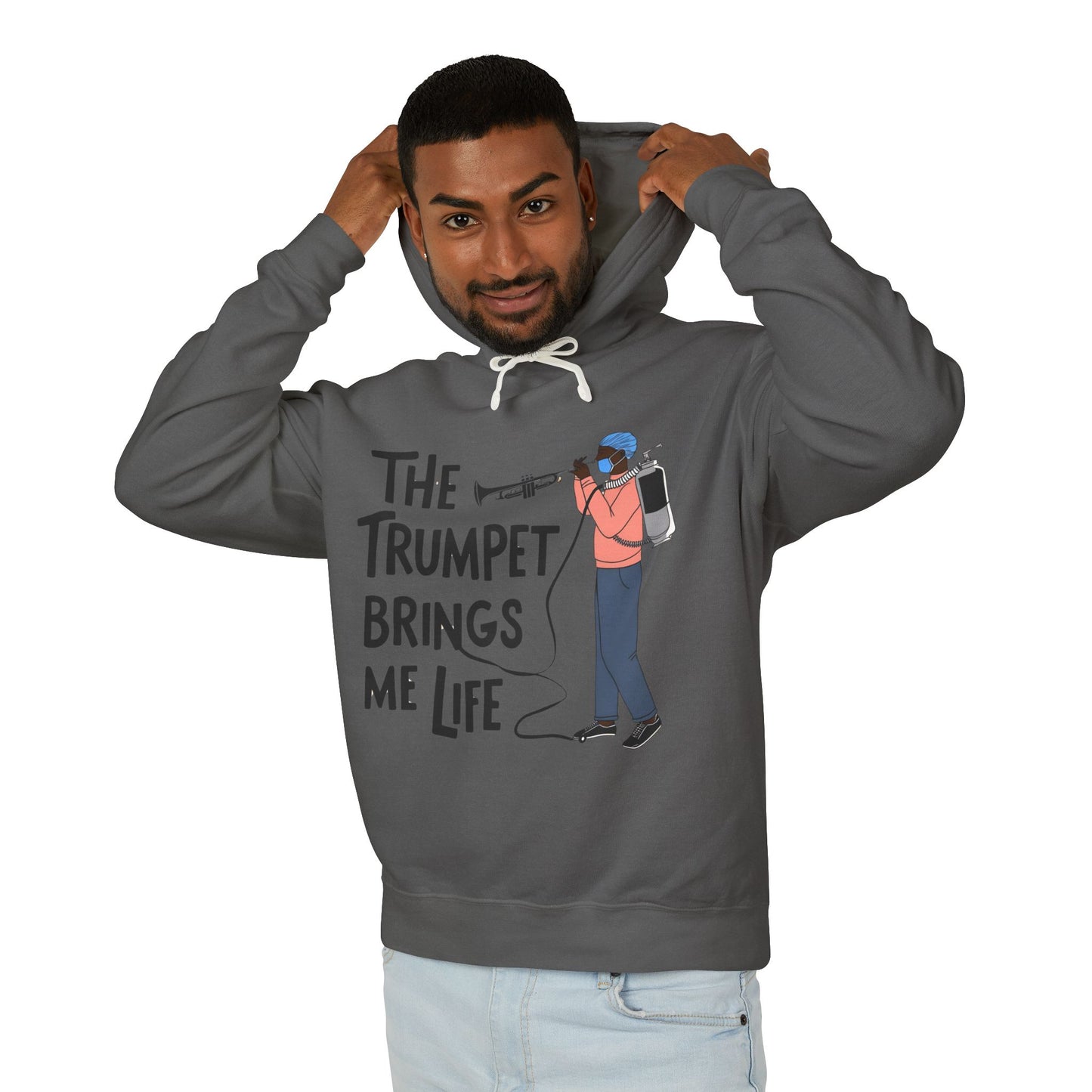 The "Trumpet Brings Me Life" Unisex Lightweight Hooded Sweatshirt