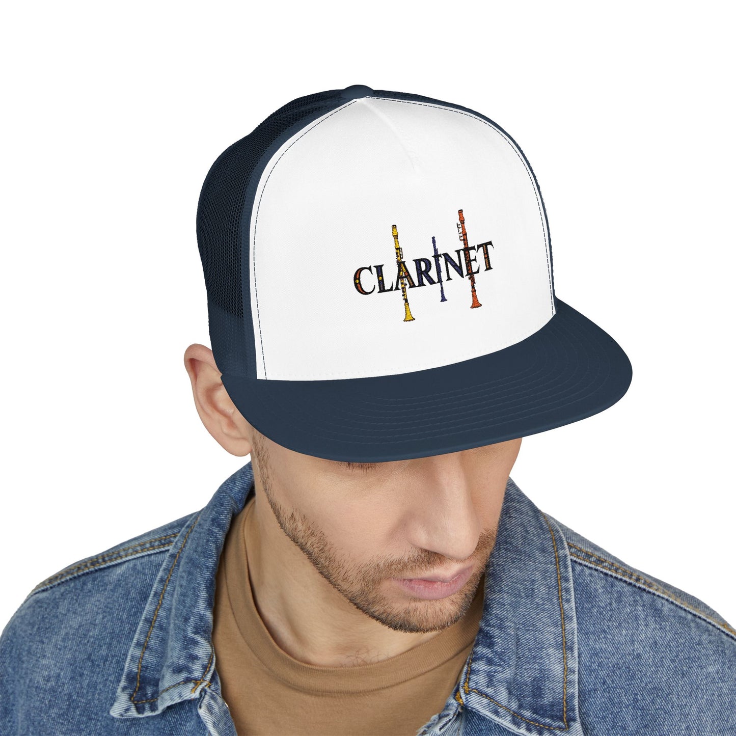 Embroidered "Clarinet" 5 Panel Trucker Cap