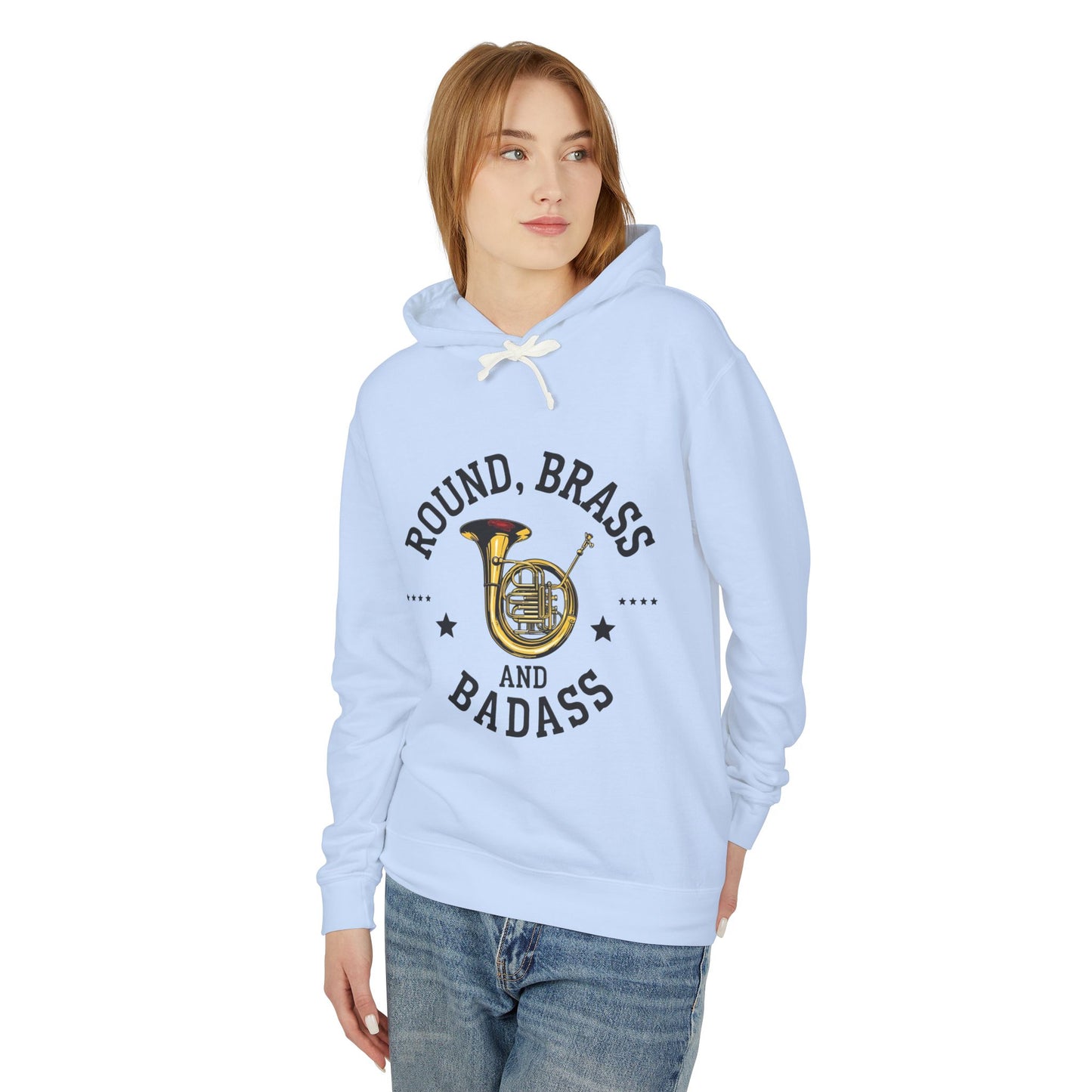 "French Horn" Round, Brass and Badass Unisex Lightweight Hoodie