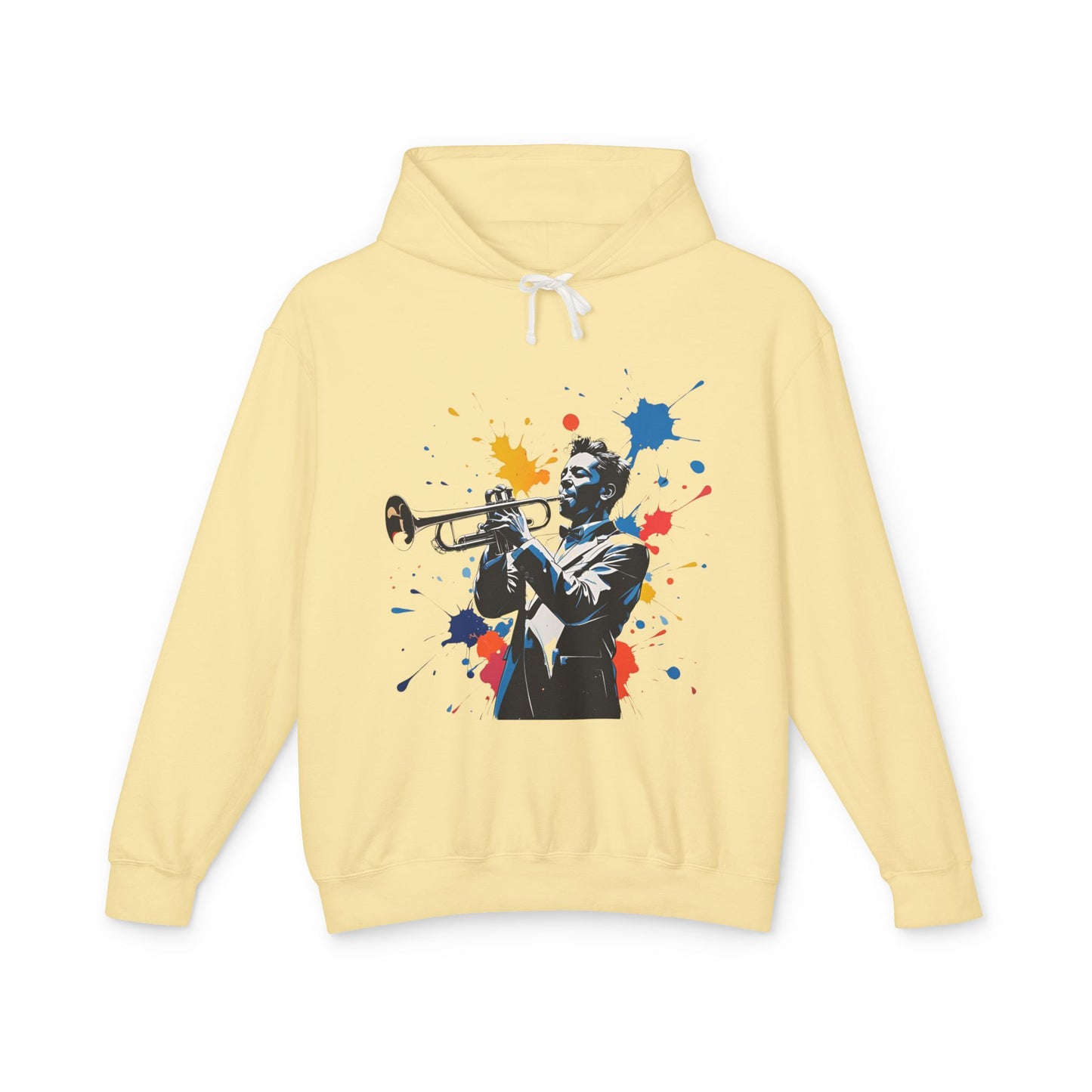 Jazz-Inspired "Trumpet" Splash Paint Unisex Lightweight Hoodie