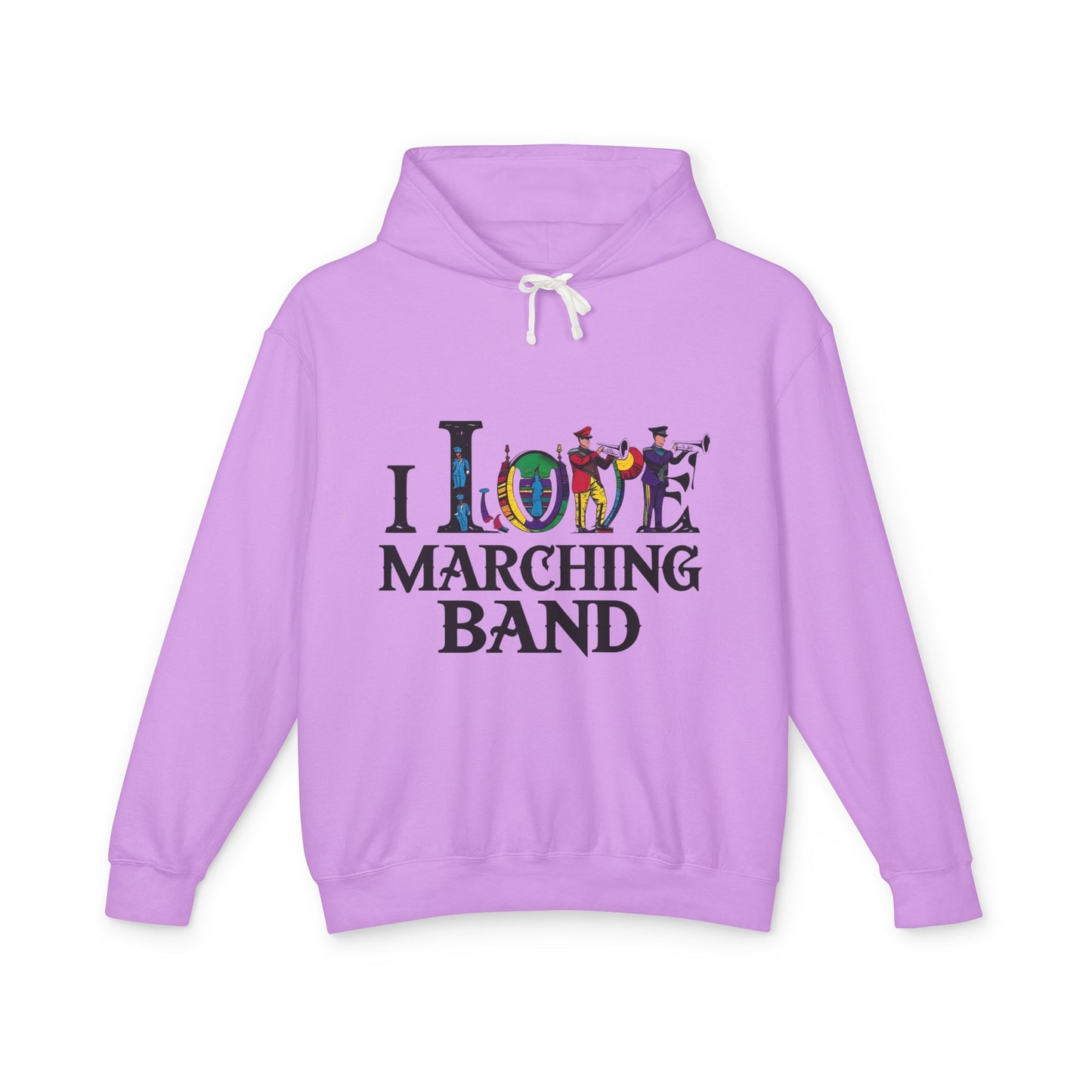 "I Love Marching Band" Unisex Lightweight Hoodie