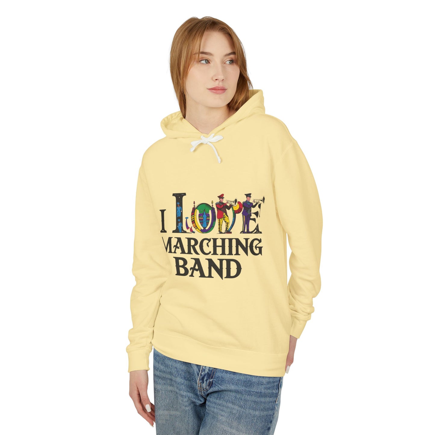 "I Love Marching Band" Unisex Lightweight Hoodie