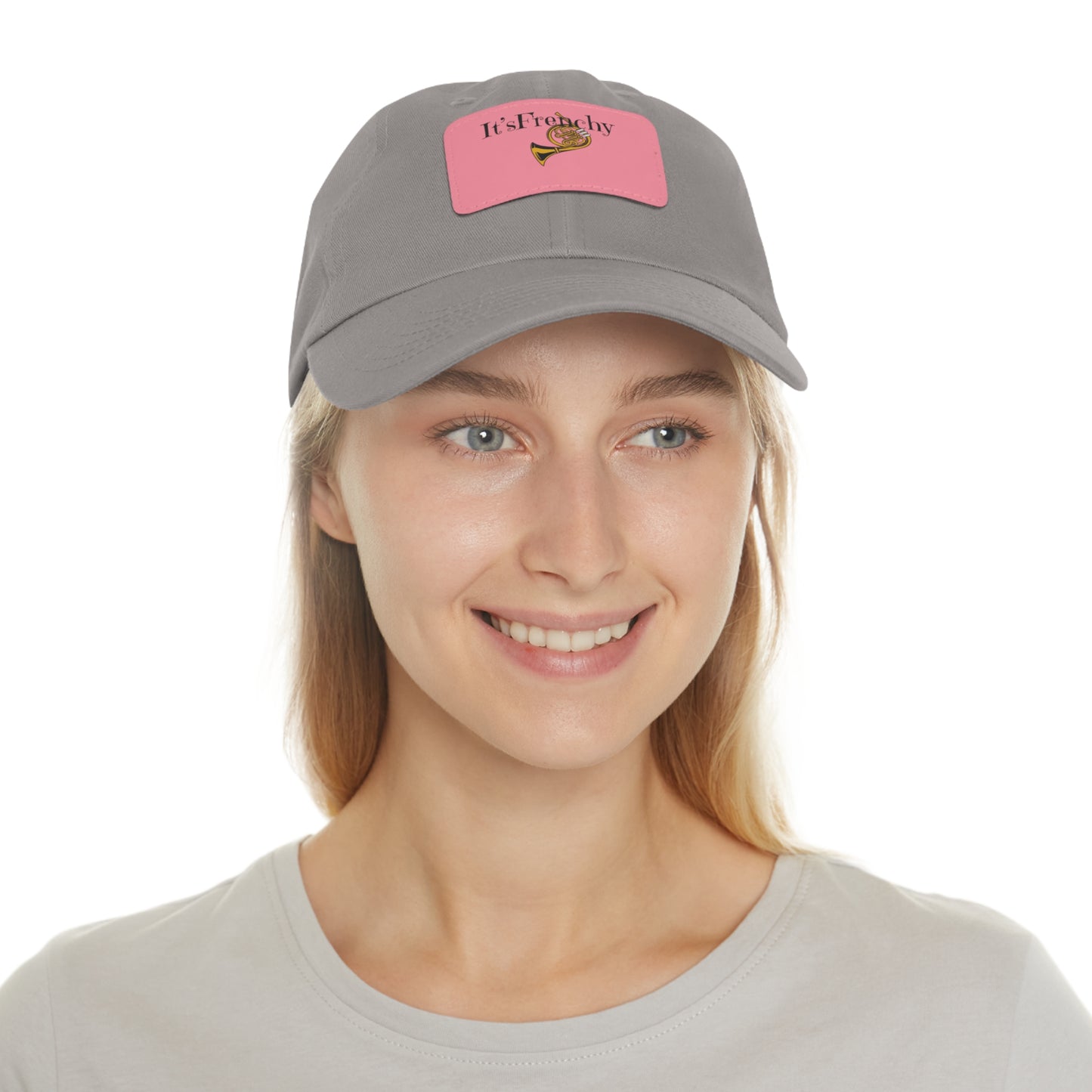 "French Horn" Dad Hat with Leather Patch (Rectangle)