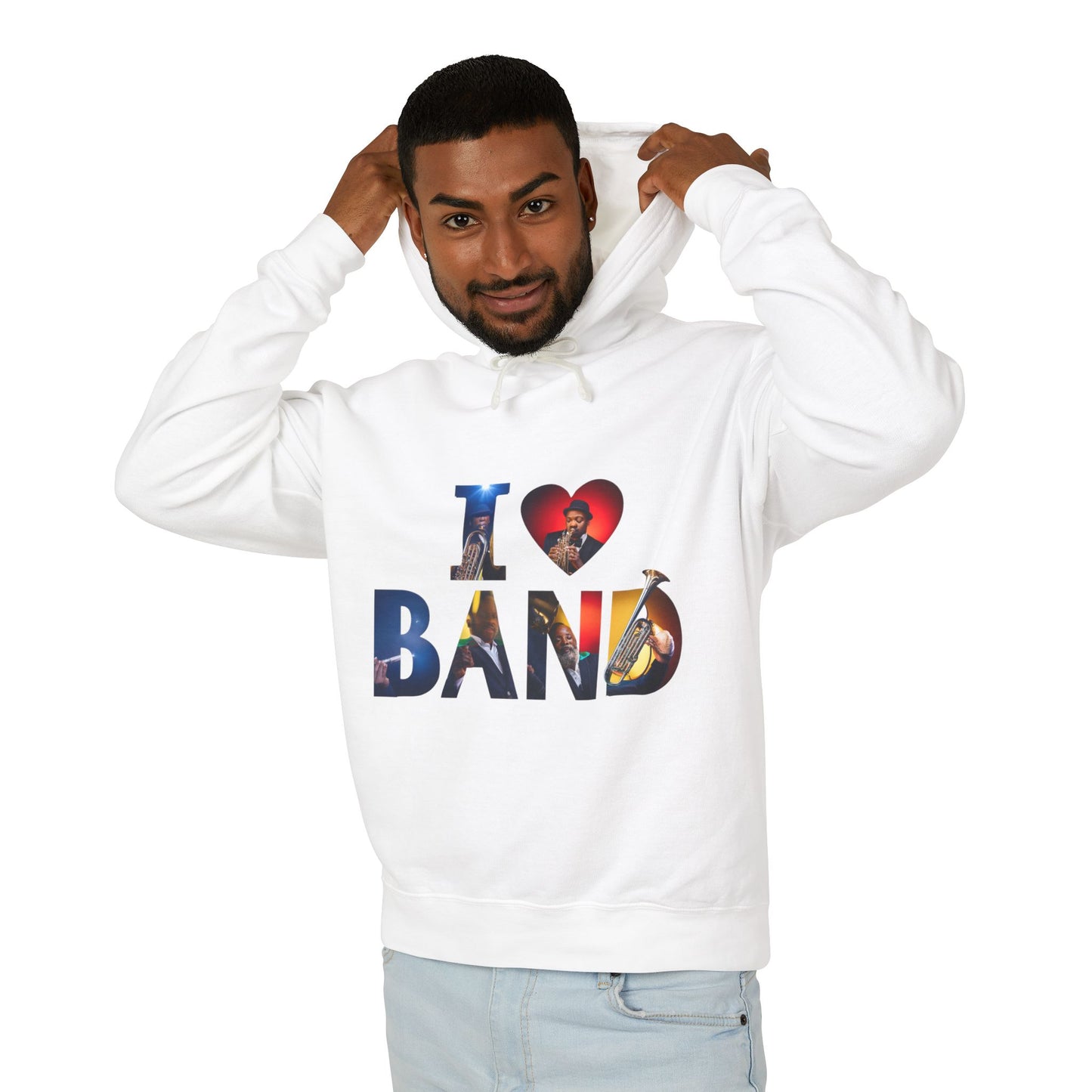 I Love Band Unisex Lightweight Hooded Sweatshirt
