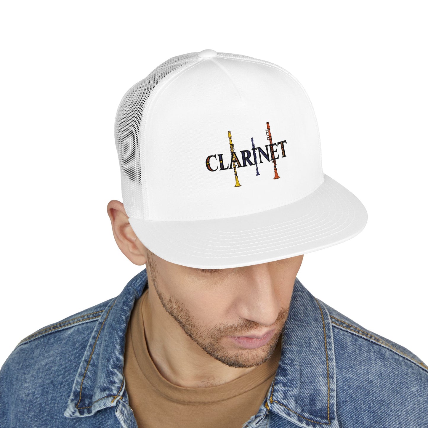 Embroidered "Clarinet" 5 Panel Trucker Cap