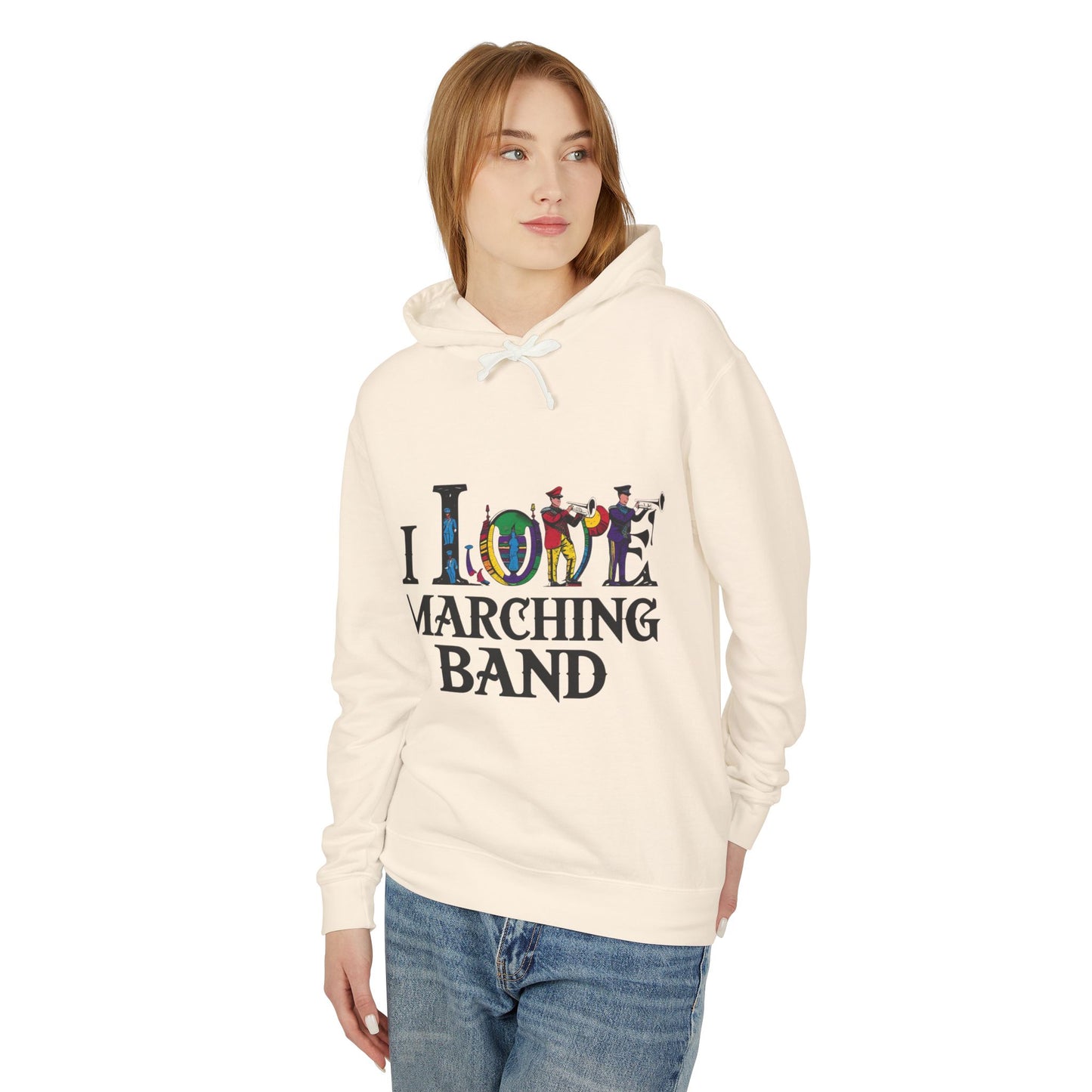 "I Love Marching Band" Unisex Lightweight Hoodie