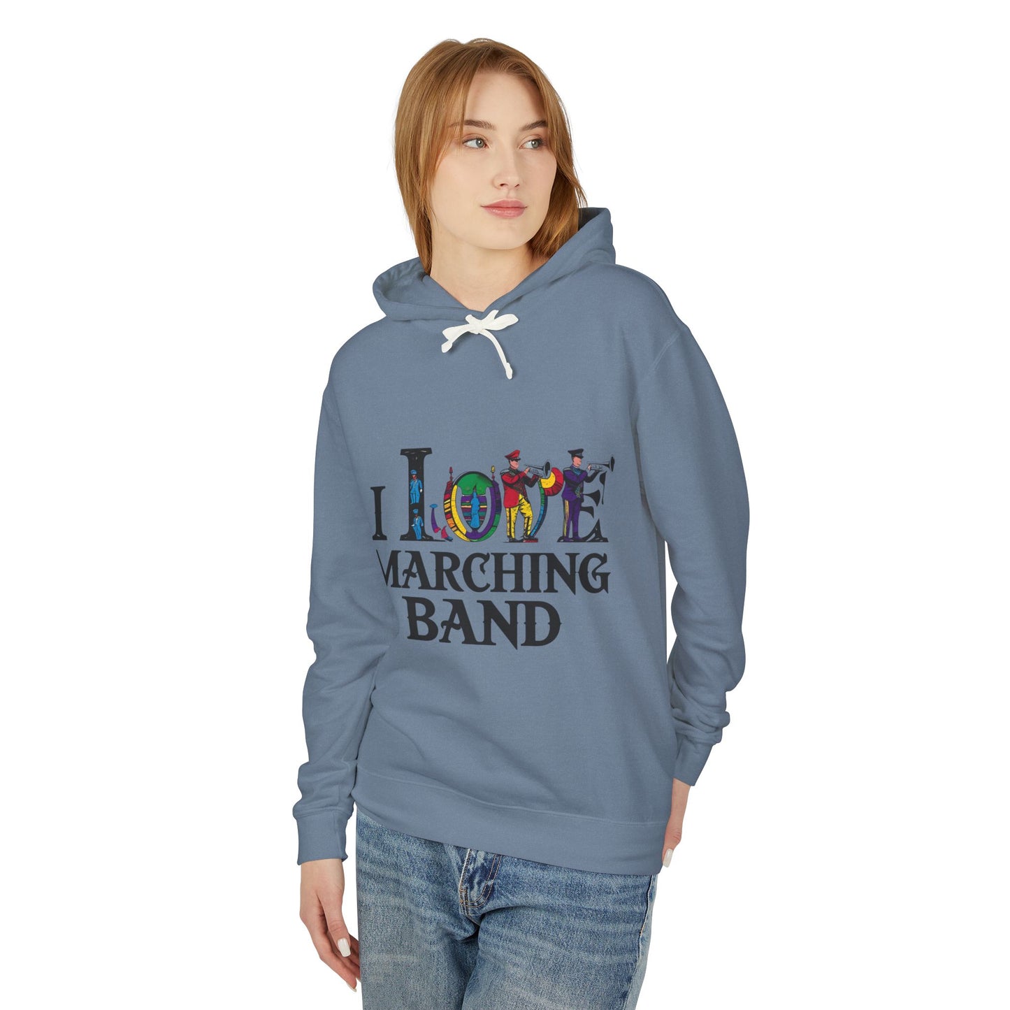"I Love Marching Band" Unisex Lightweight Hoodie