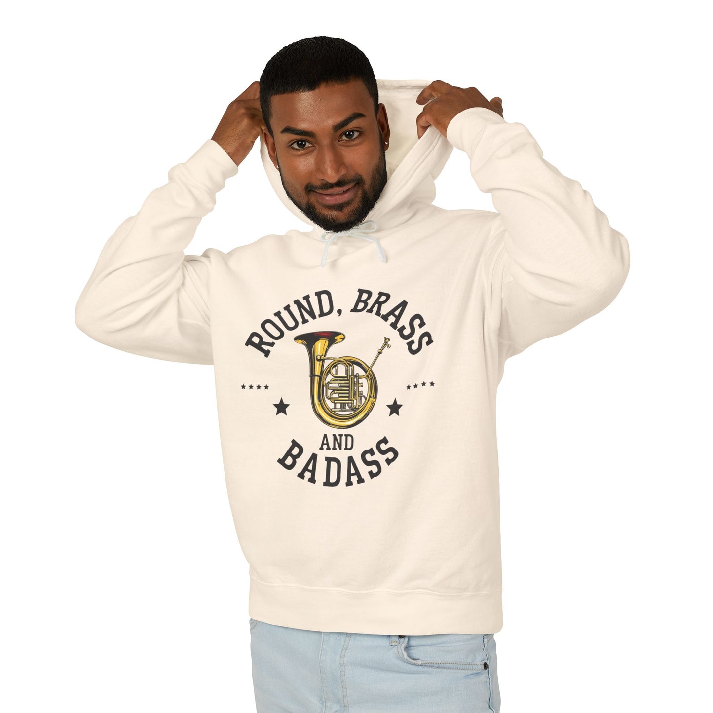 "French Horn" Round, Brass and Badass Unisex Lightweight Hoodie