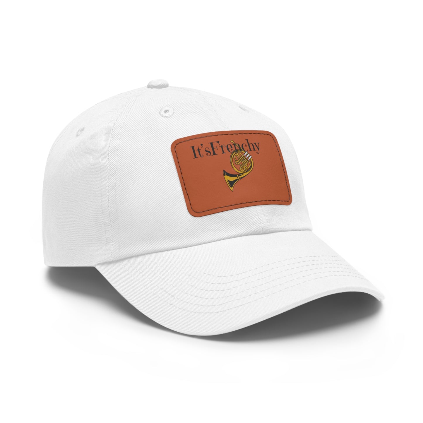 "French Horn" Dad Hat with Leather Patch (Rectangle)