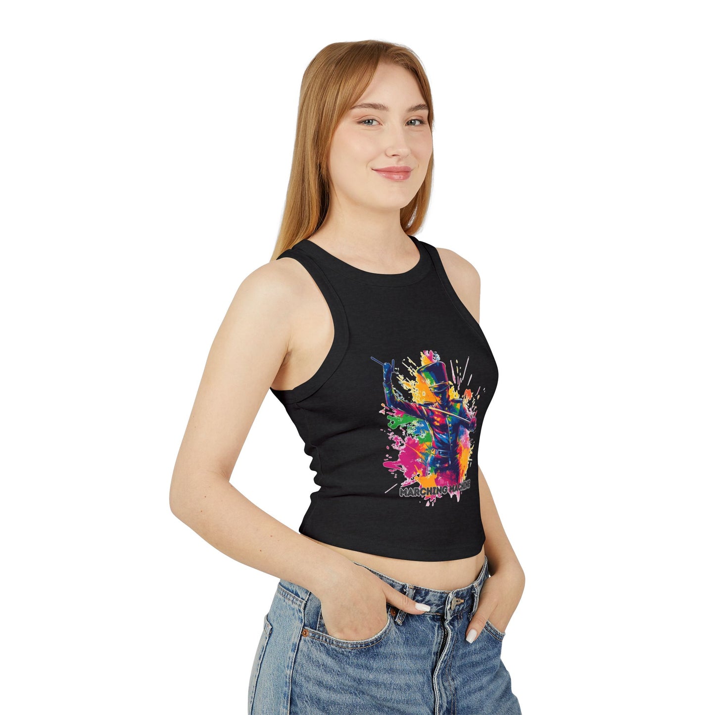 "Marching Machine" Women's Micro Rib Racer Tank Top