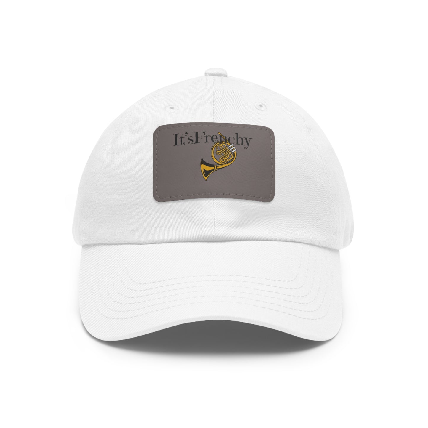 "French Horn" Dad Hat with Leather Patch (Rectangle)