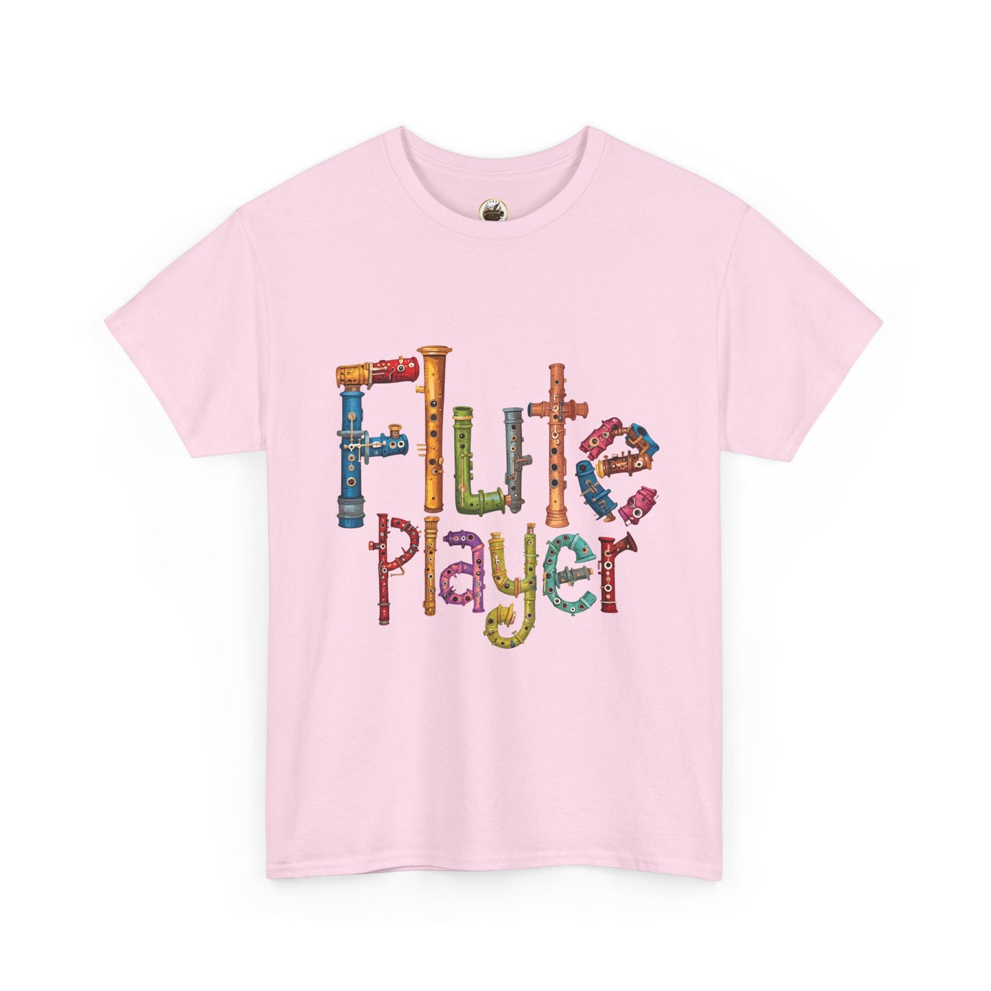 "Flute Player" Unisex Heavy Casual Cotton T-Shirt