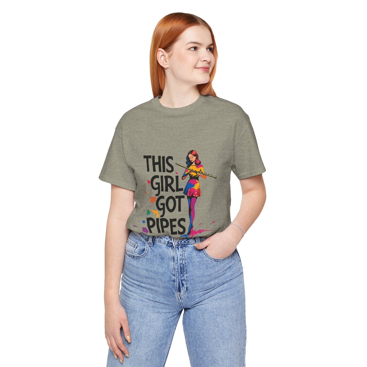 "This Girl Got Pipes" Flute Girl Unisex Tee