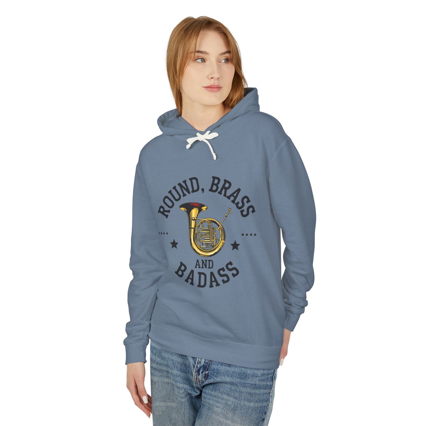 "French Horn" Round, Brass and Badass Unisex Lightweight Hoodie