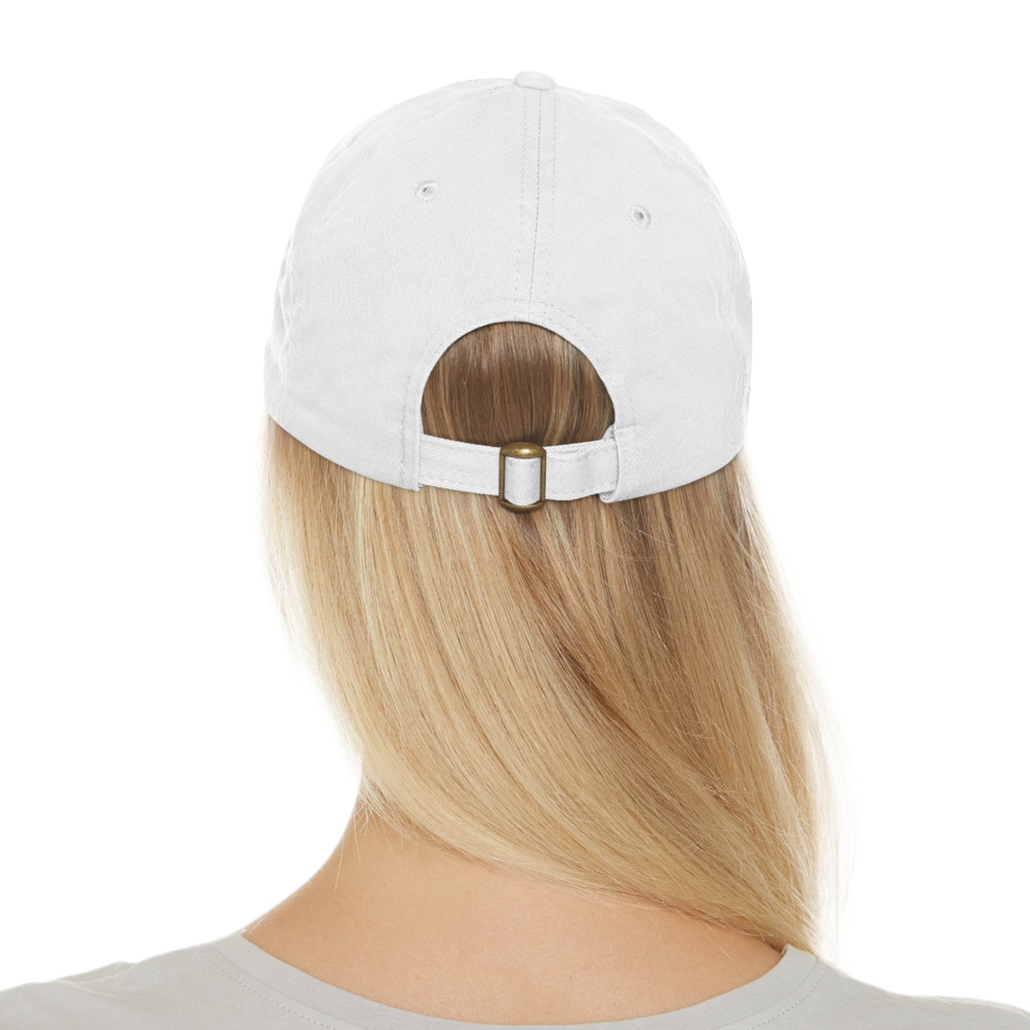 Black Dad Hat with Leather Patch (Round)