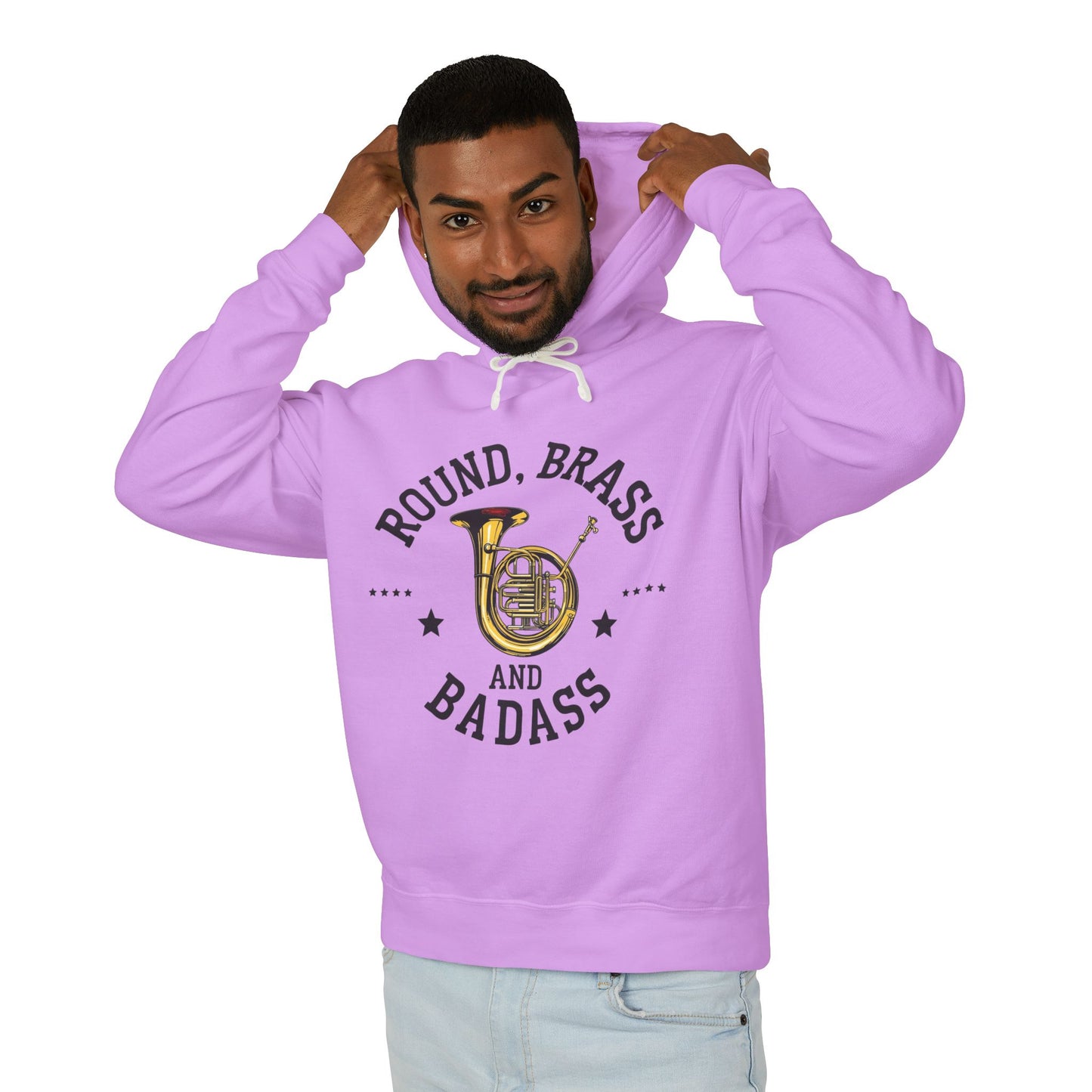 "French Horn" Round, Brass and Badass Unisex Lightweight Hoodie