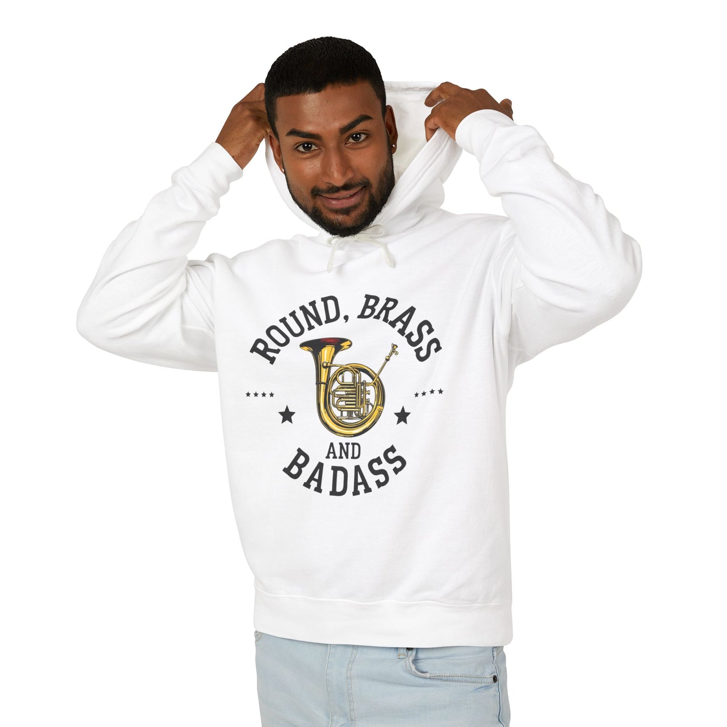 "French Horn" Round, Brass and Badass Unisex Lightweight Hoodie
