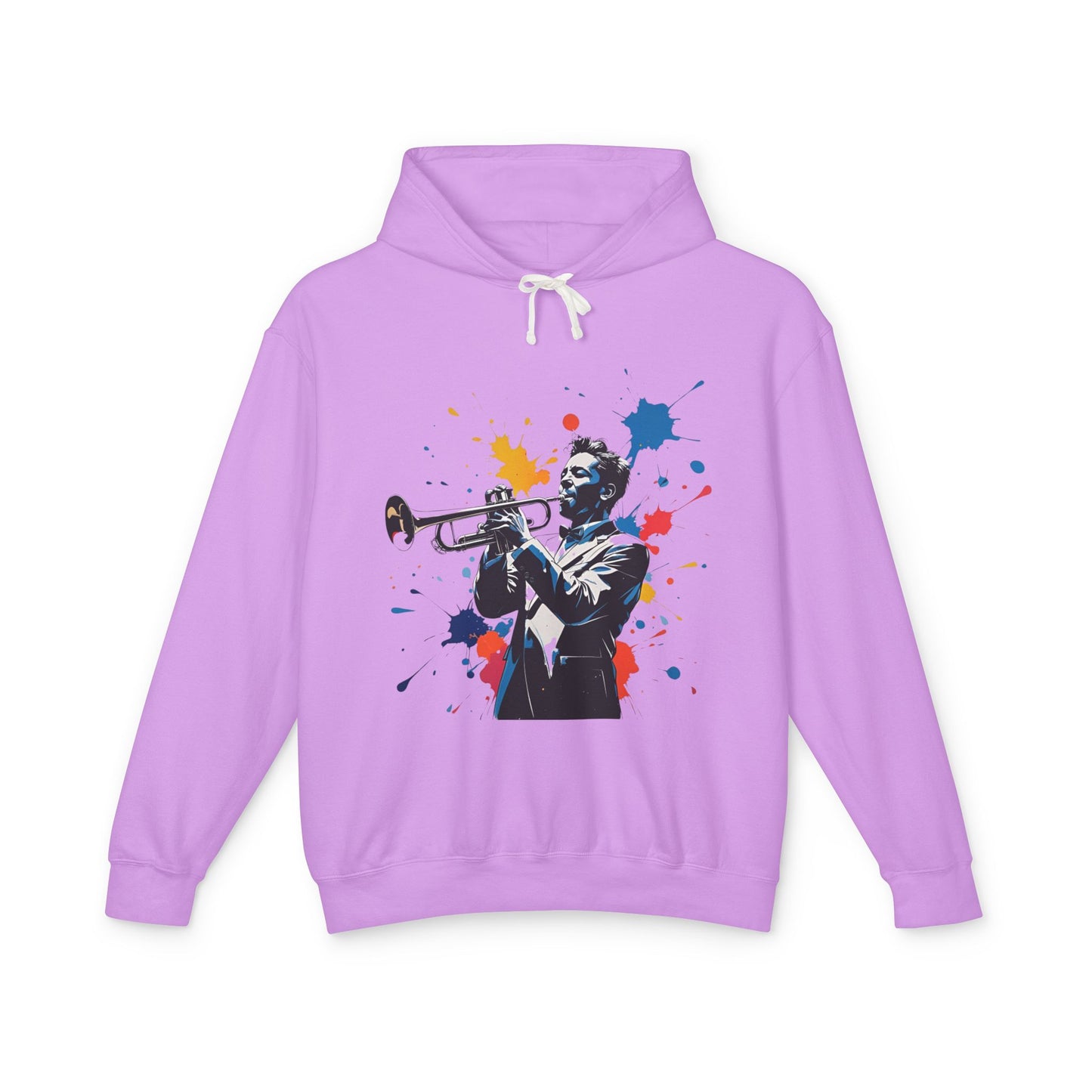 Jazz-Inspired "Trumpet" Splash Paint Unisex Lightweight Hoodie
