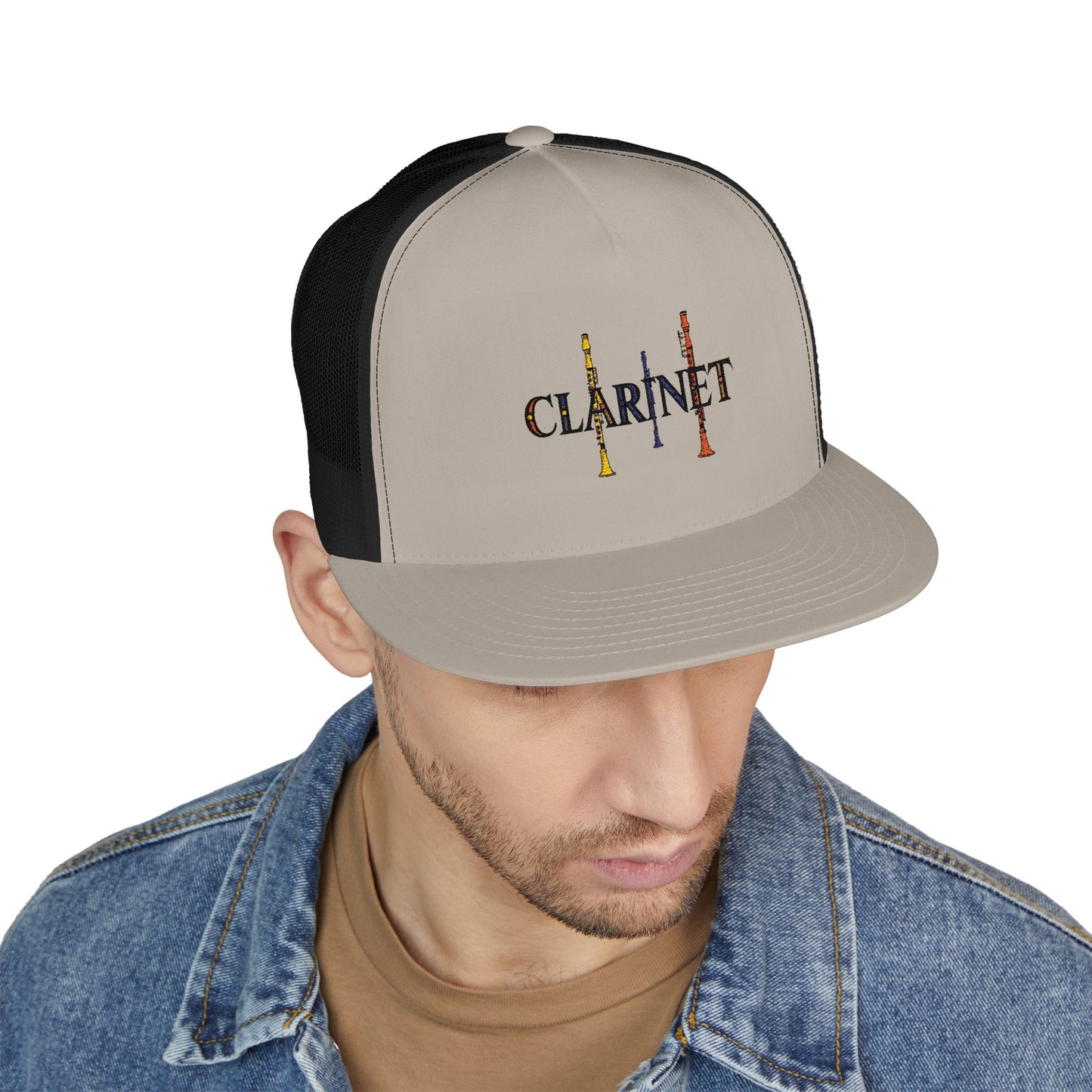 Embroidered "Clarinet" 5 Panel Trucker Cap