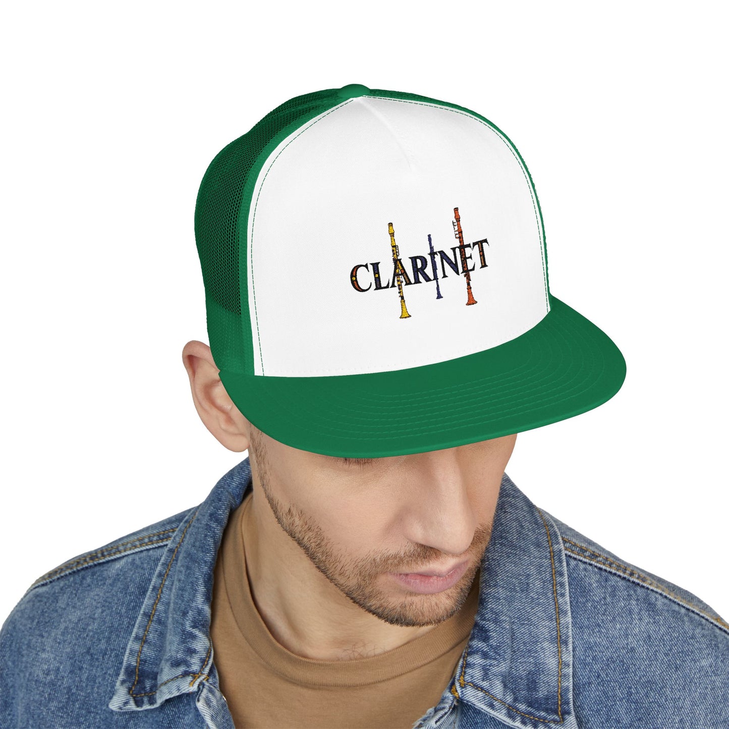 Embroidered "Clarinet" 5 Panel Trucker Cap