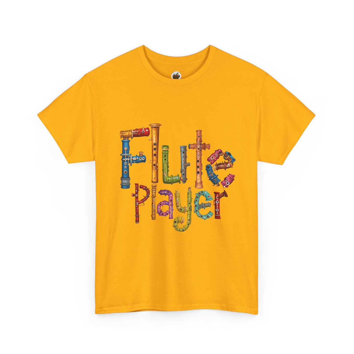 "Flute Player" Unisex Heavy Casual Cotton T-Shirt