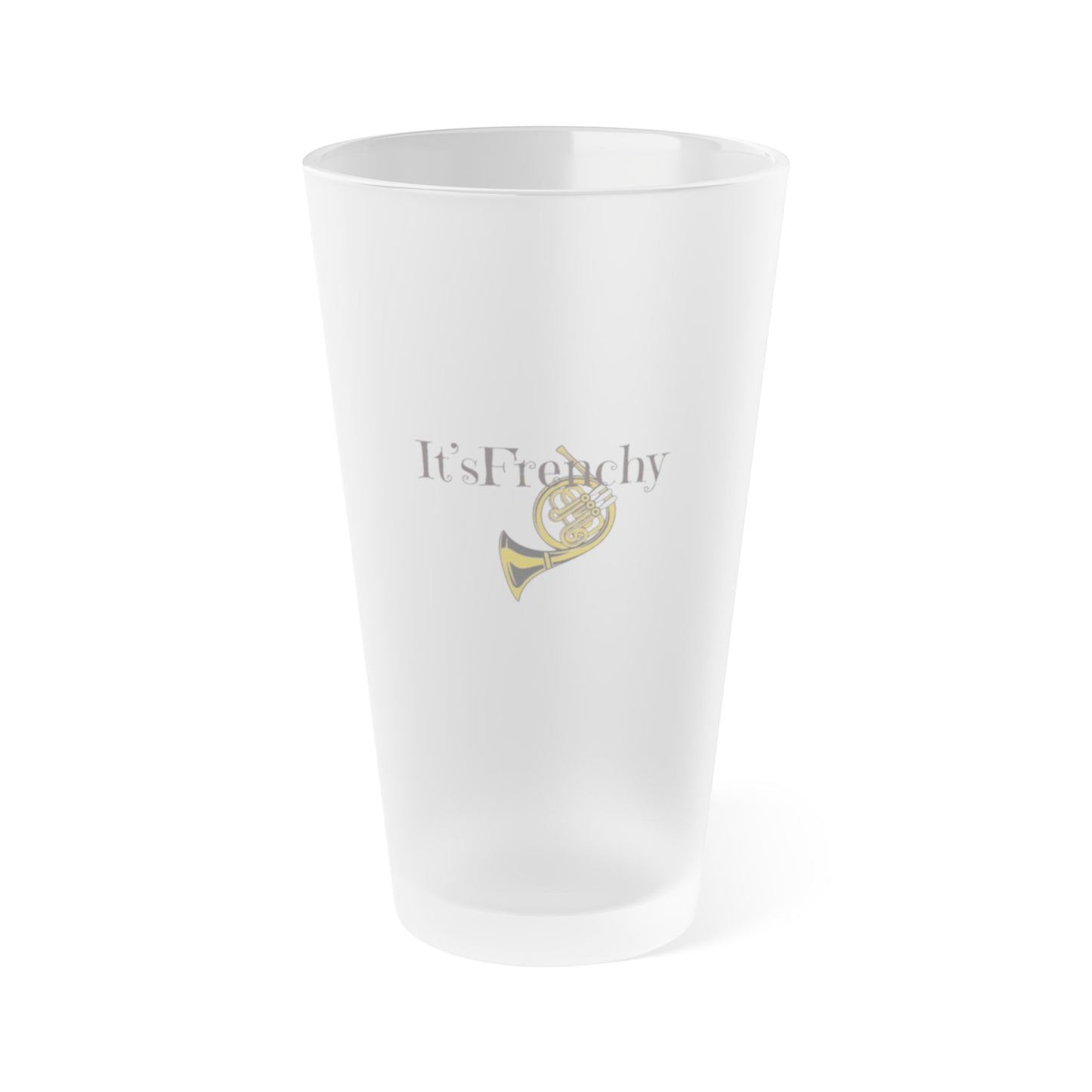 "French Horn" Frosted Pint Glass, 16oz
