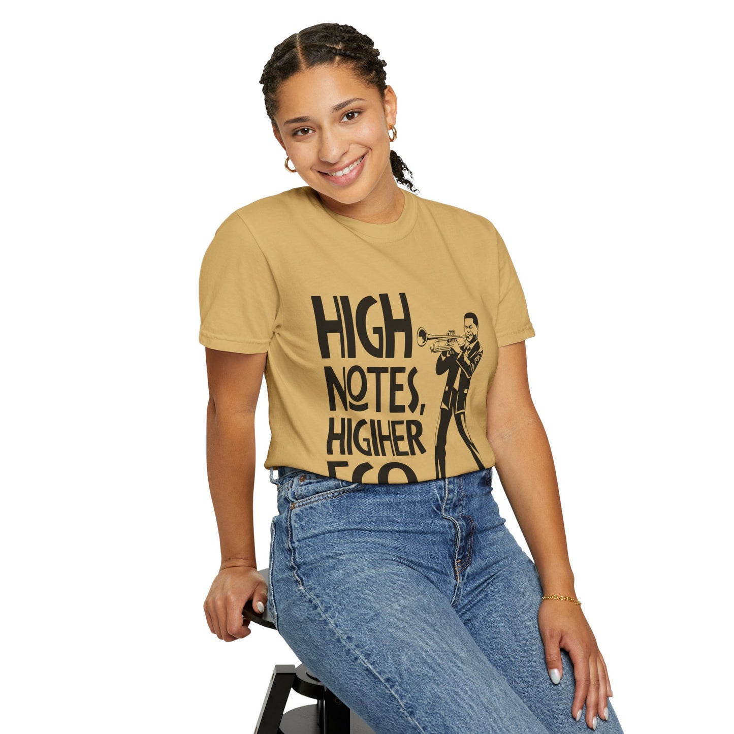 "High Notes, Higher Ego" Unisex Garment-Dyed T-Shirt