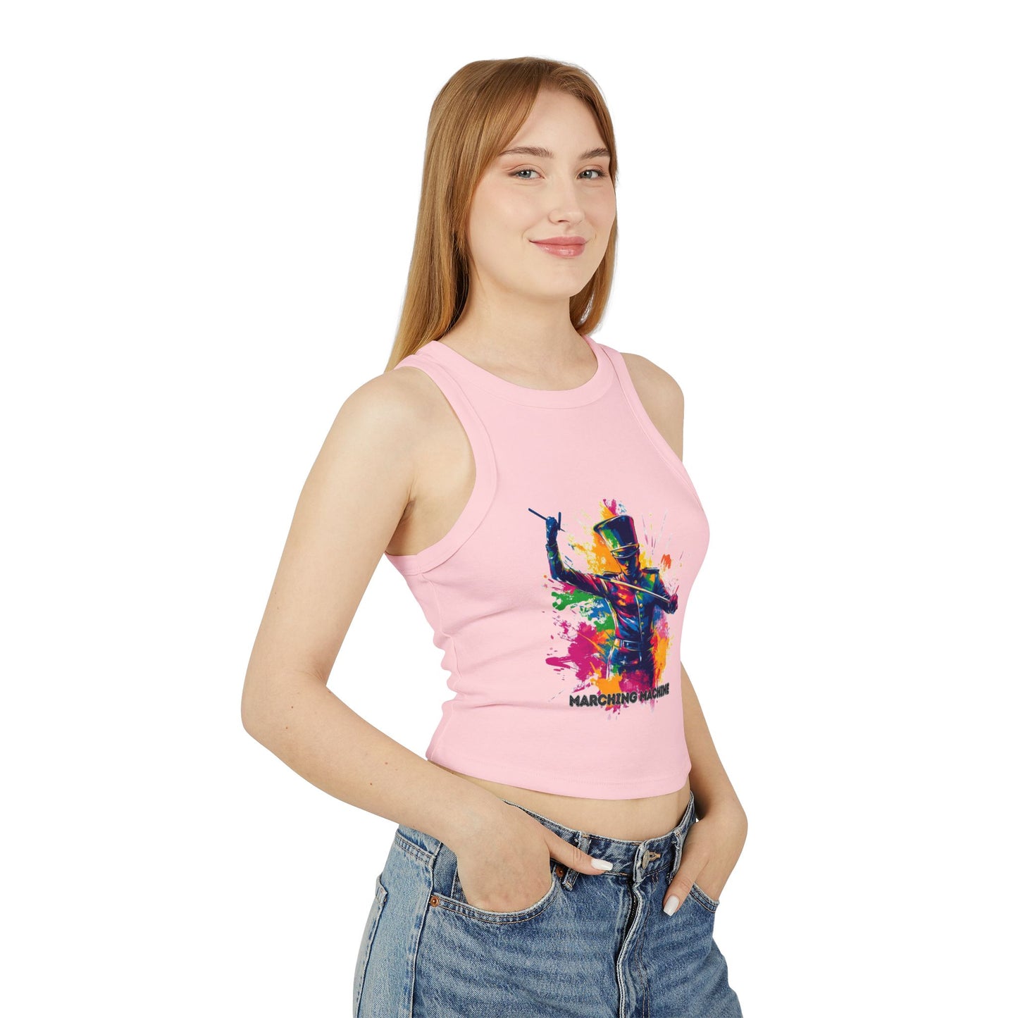 "Marching Machine" Women's Micro Rib Racer Tank Top