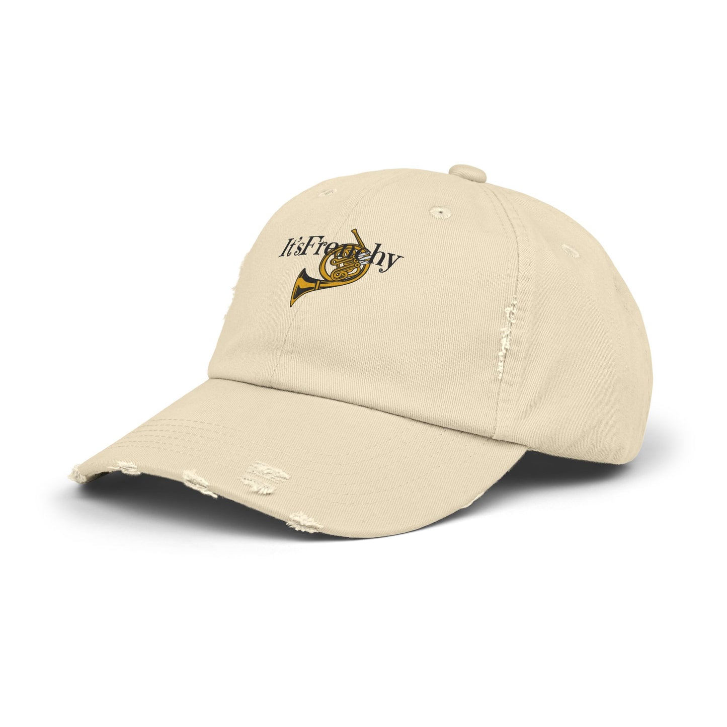 Unisex "French Horn" Distressed Cap