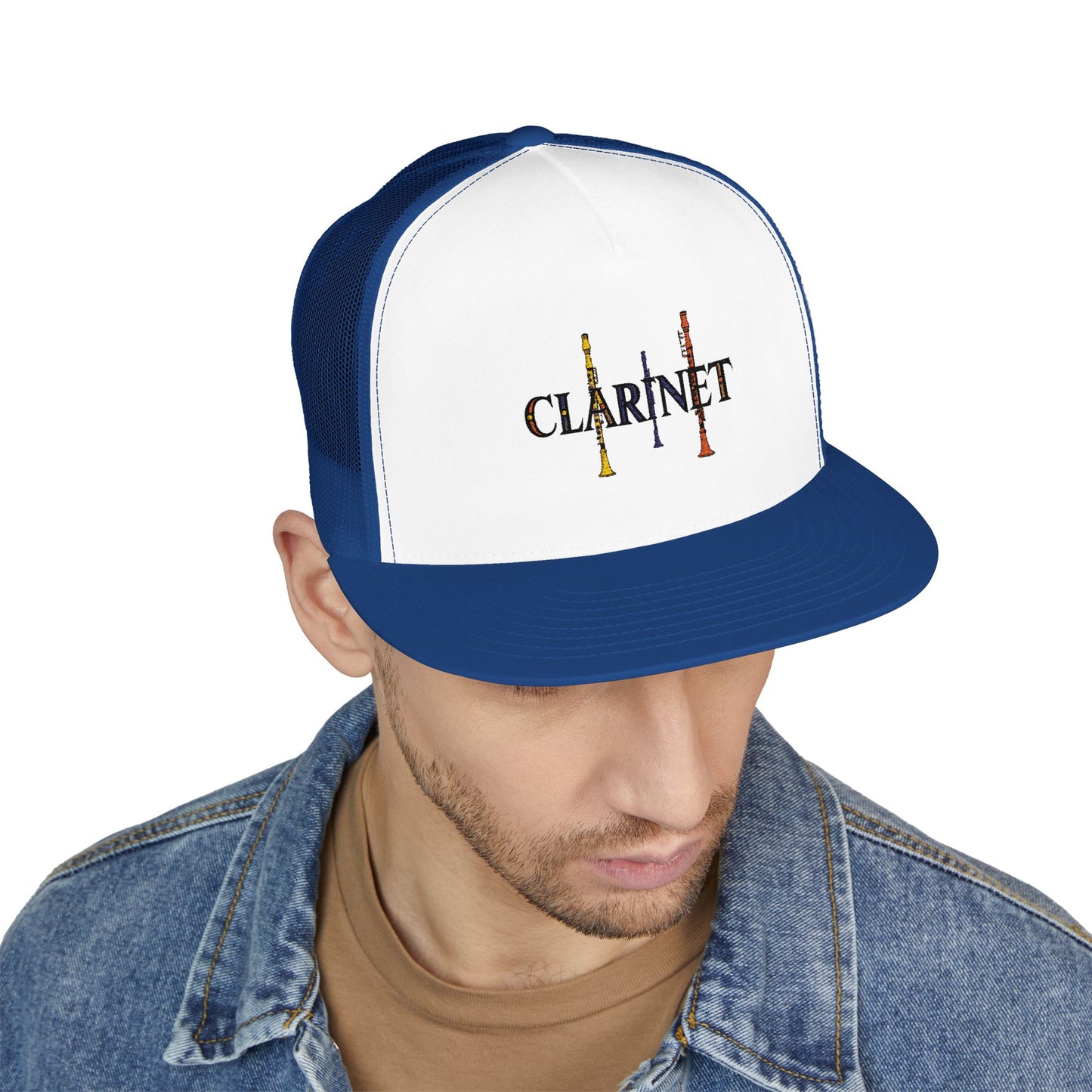 Embroidered "Clarinet" 5 Panel Trucker Cap