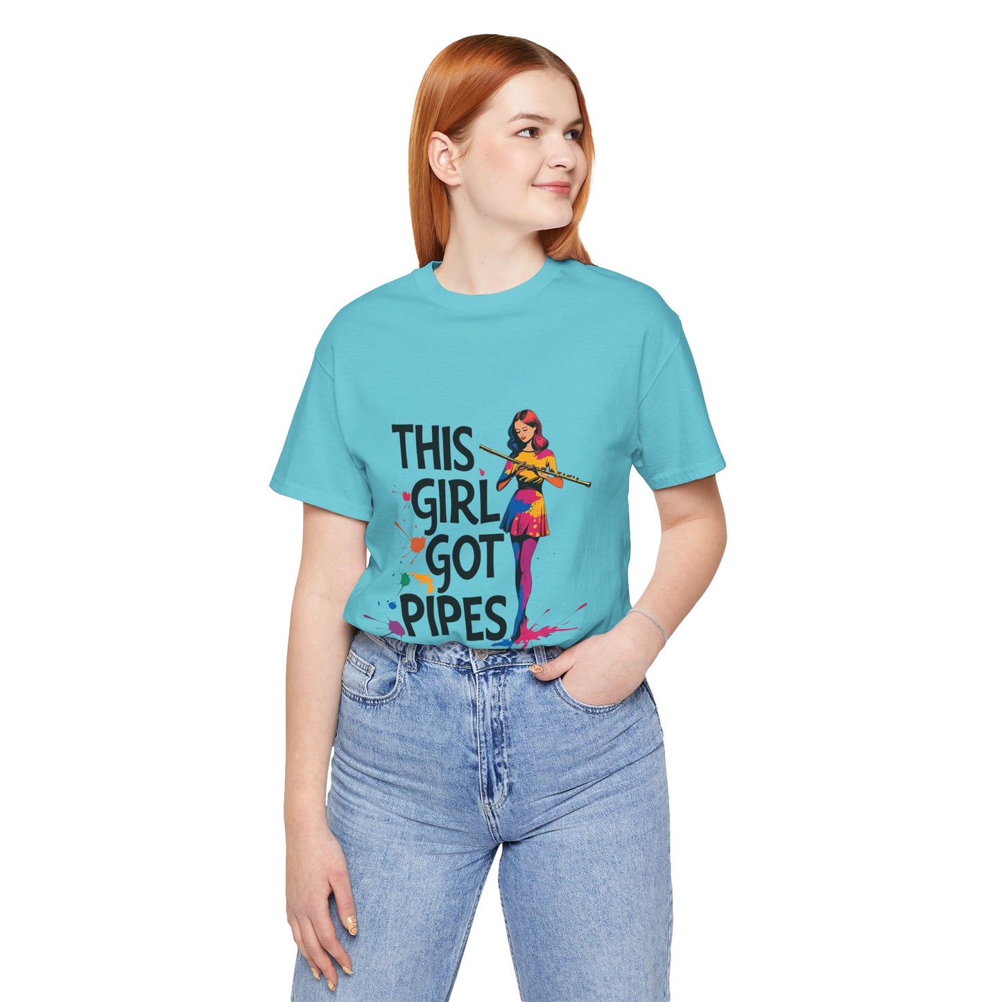 "This Girl Got Pipes" Flute Girl Unisex Tee
