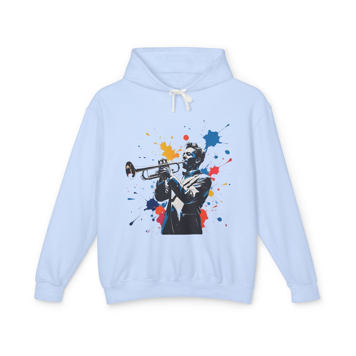 Jazz-Inspired "Trumpet" Splash Paint Unisex Lightweight Hoodie