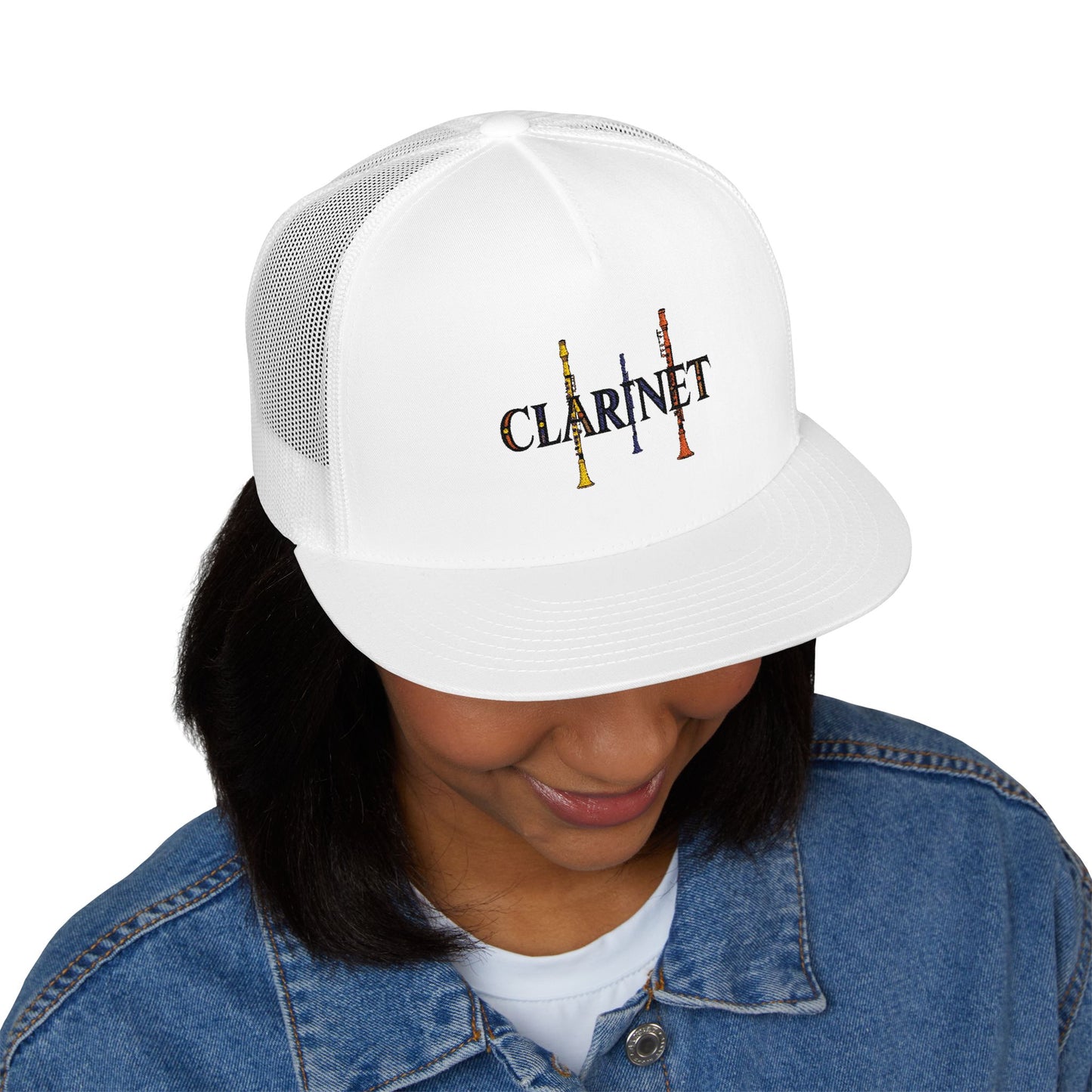 Embroidered "Clarinet" 5 Panel Trucker Cap