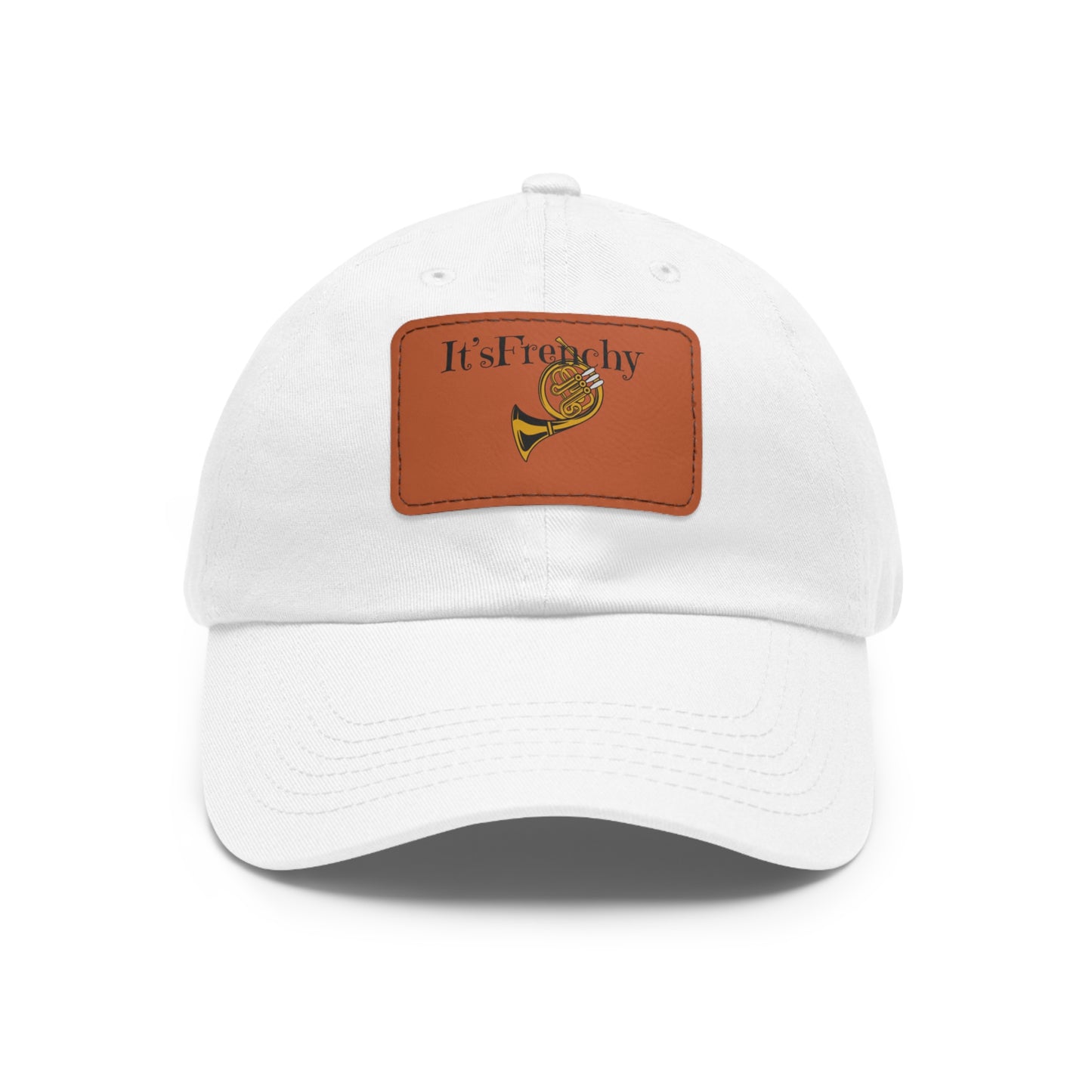 "French Horn" Dad Hat with Leather Patch (Rectangle)