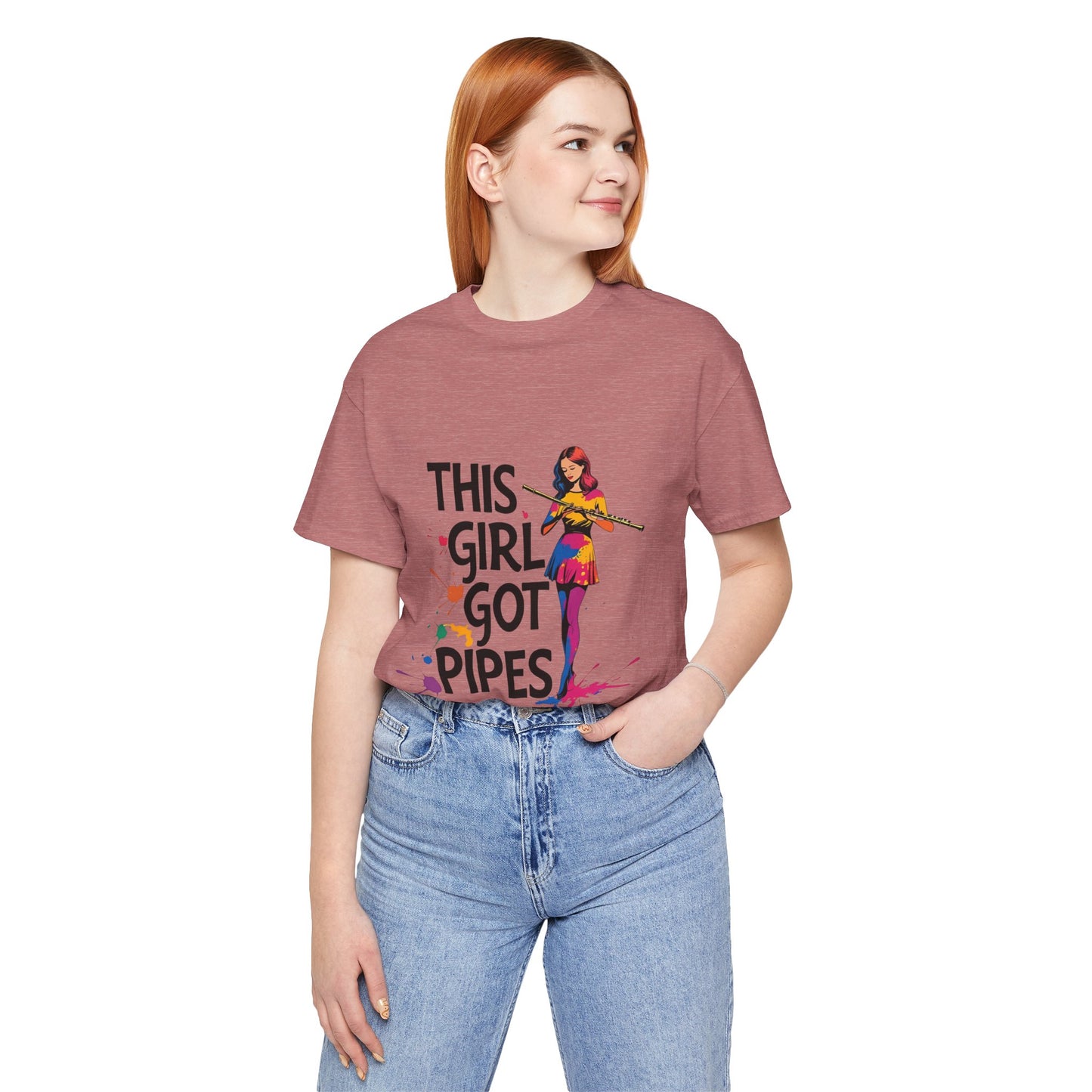 "This Girl Got Pipes" Flute Girl Unisex Tee