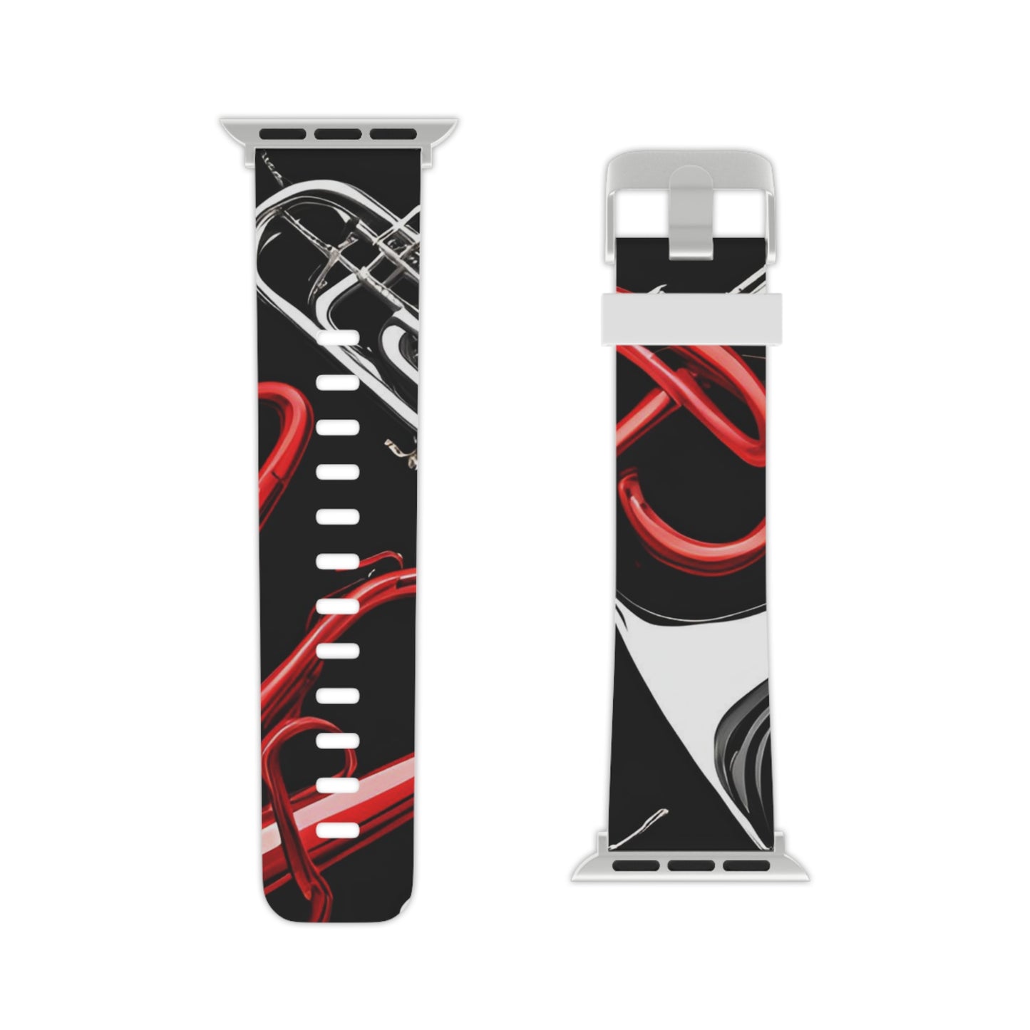 "Red and Silver Brass" Watch Band for Apple Watch