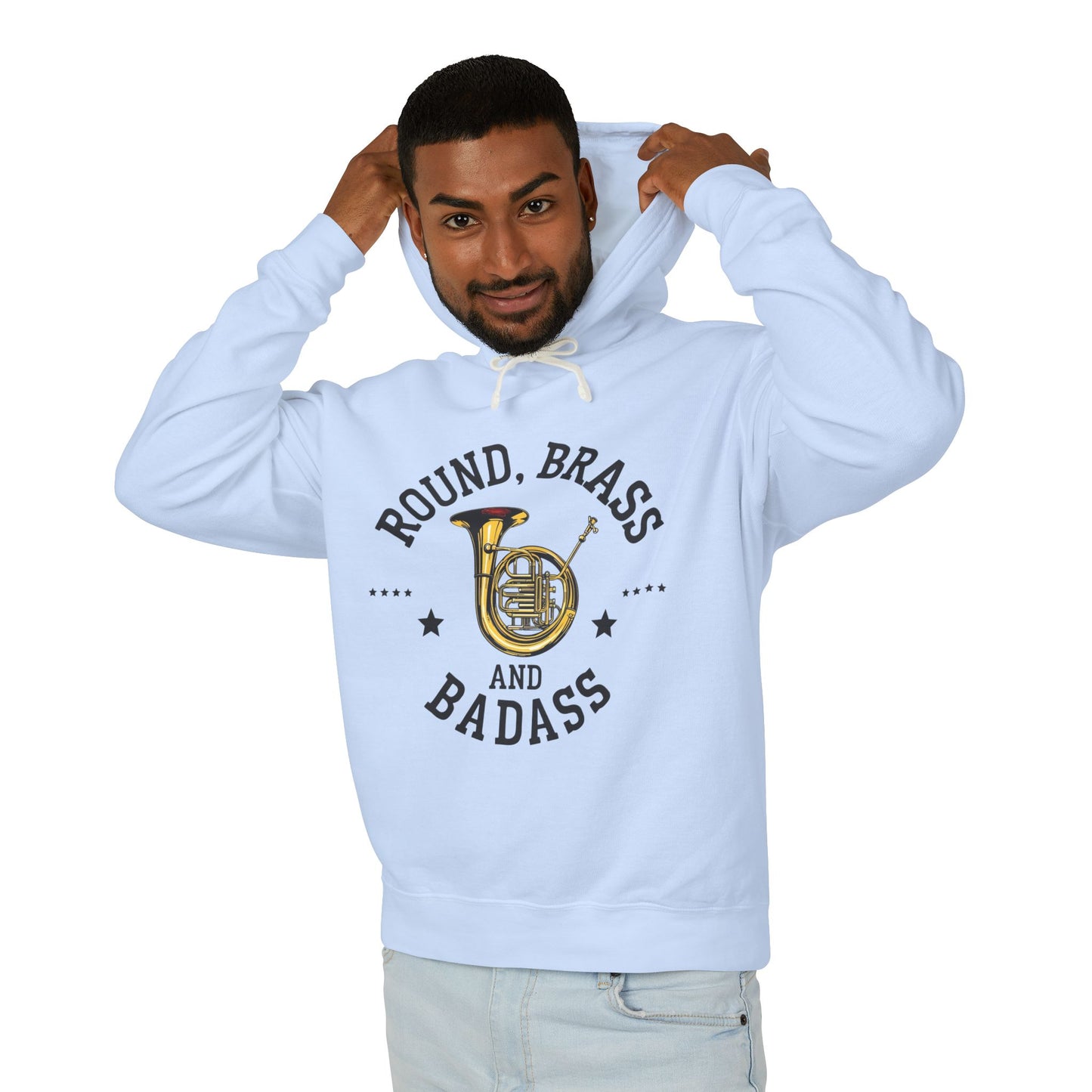 "French Horn" Round, Brass and Badass Unisex Lightweight Hoodie
