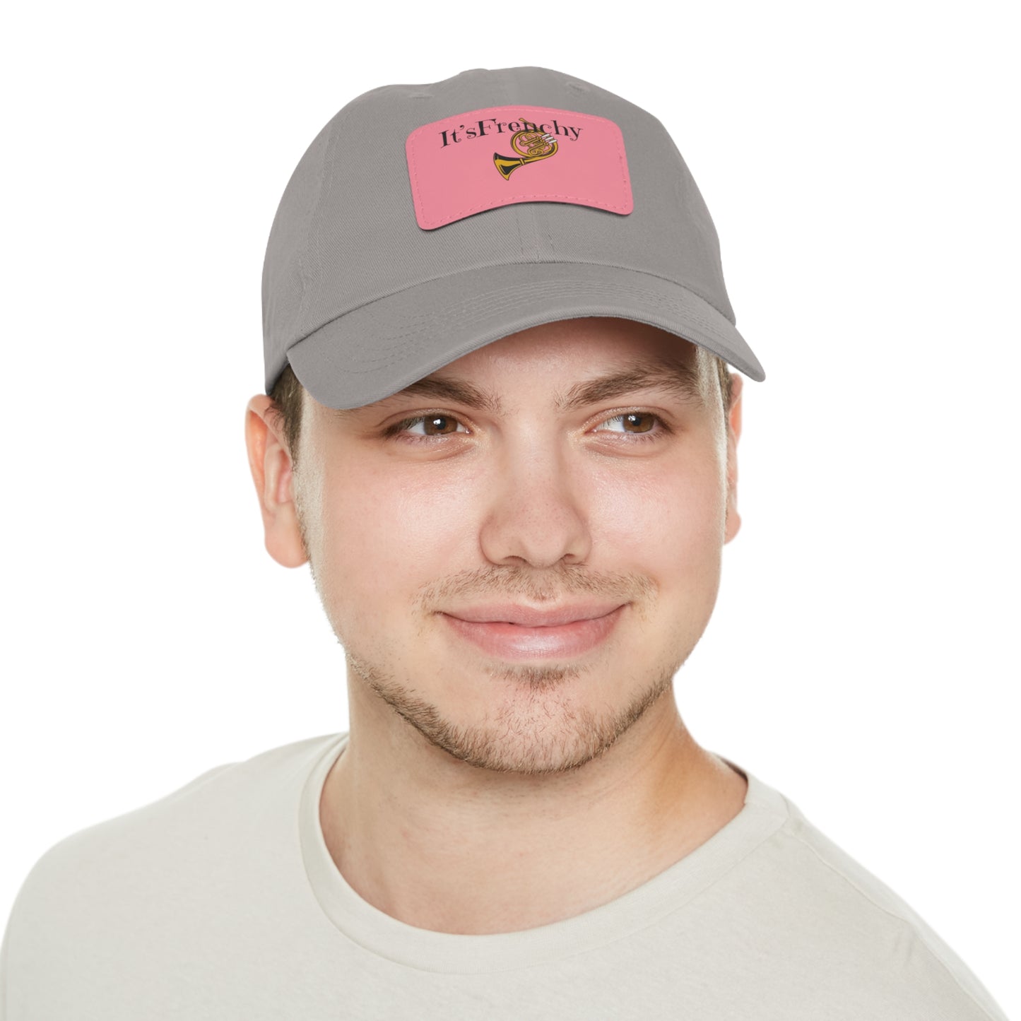 "French Horn" Dad Hat with Leather Patch (Rectangle)