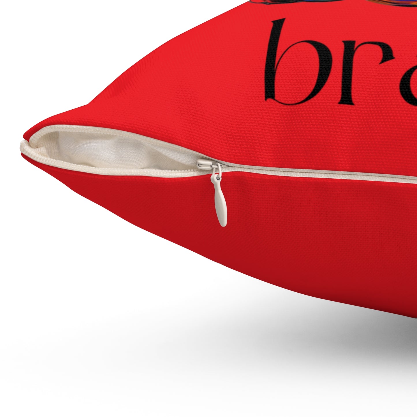 Red "All That Brass" Spun Polyester Square Pillow