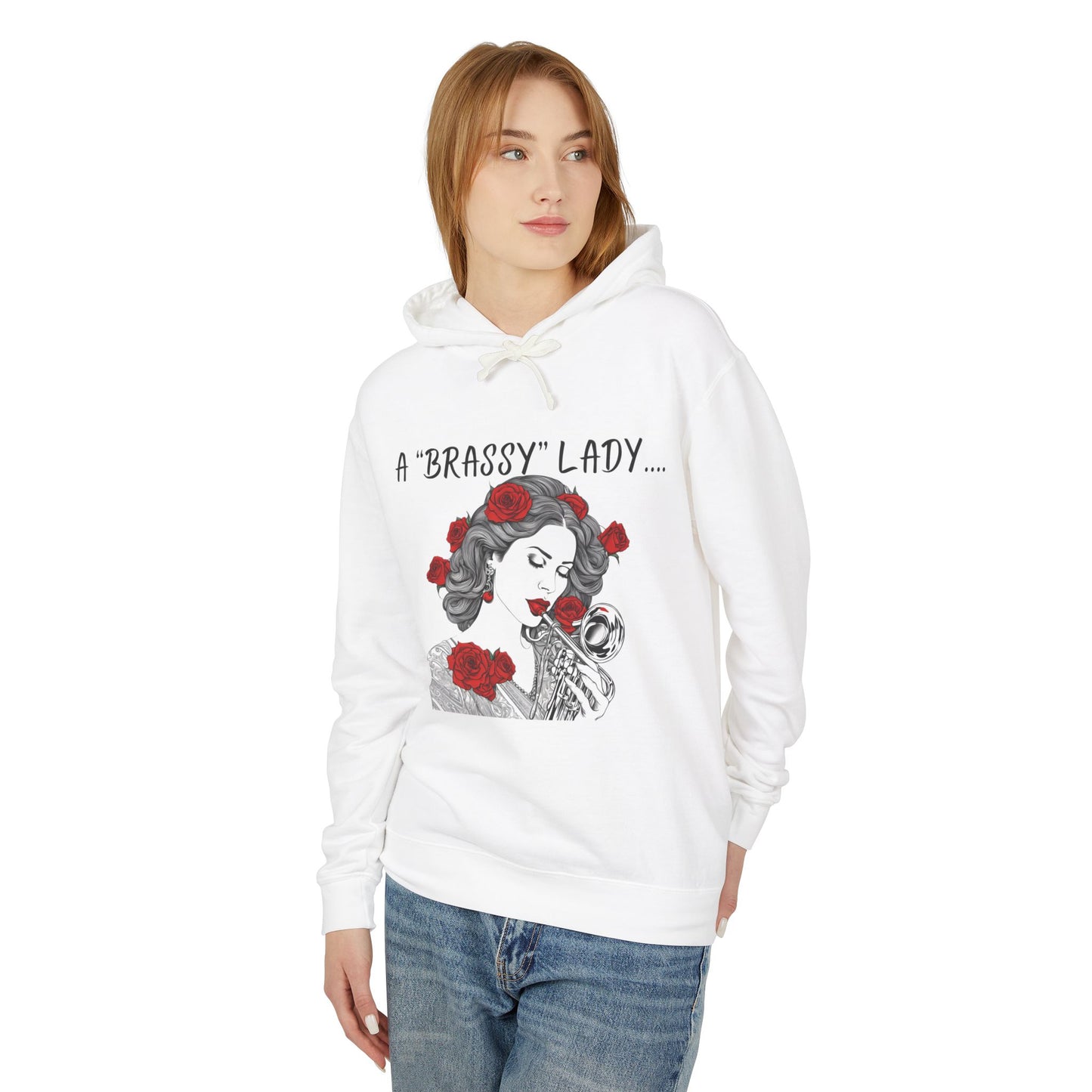 "A Brassy Lady" Unisex Lightweight Hooded Sweatshirt
