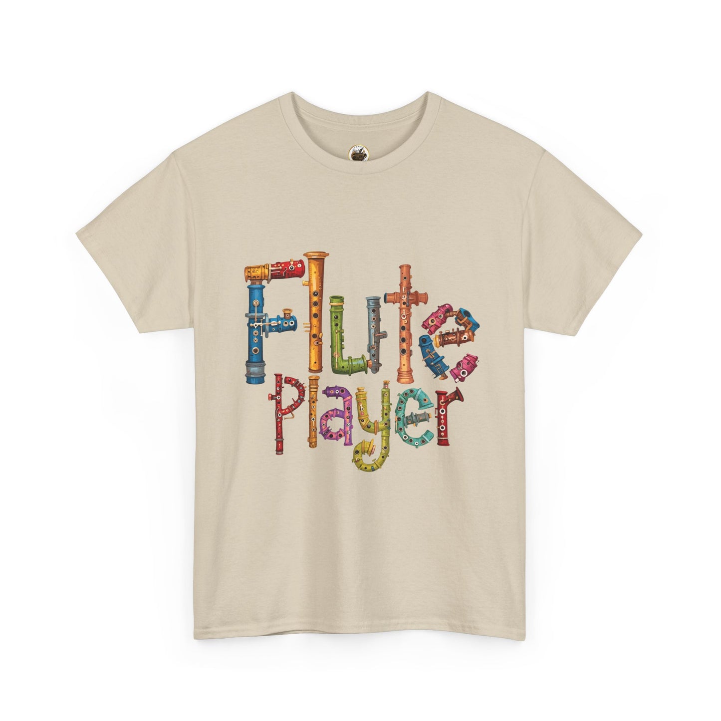 "Flute Player" Unisex Heavy Casual Cotton T-Shirt