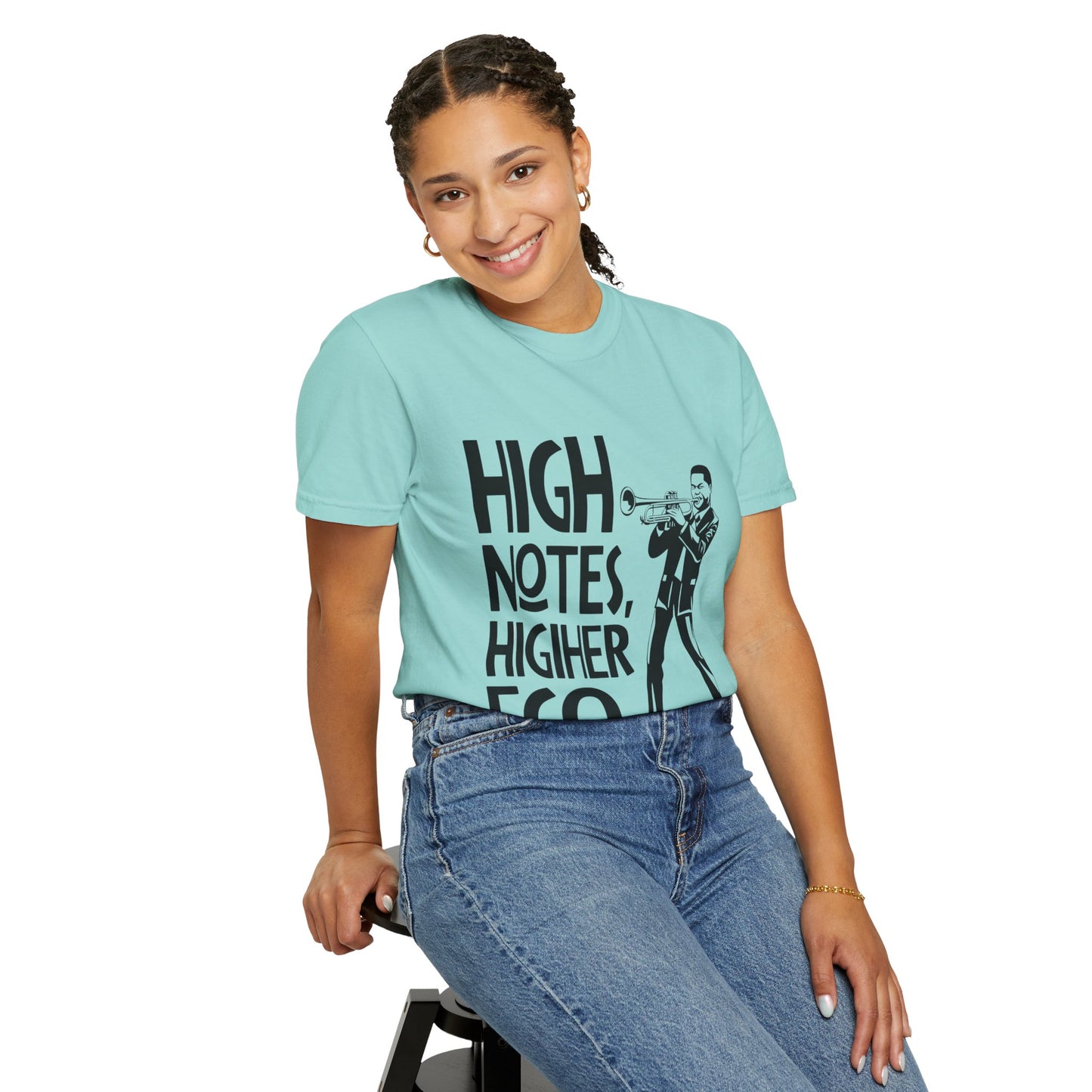 "High Notes, Higher Ego" Unisex Garment-Dyed T-Shirt