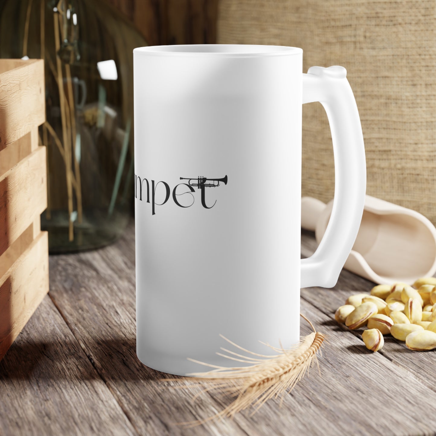 "Trumpet" Frosted Glass Beer Mug