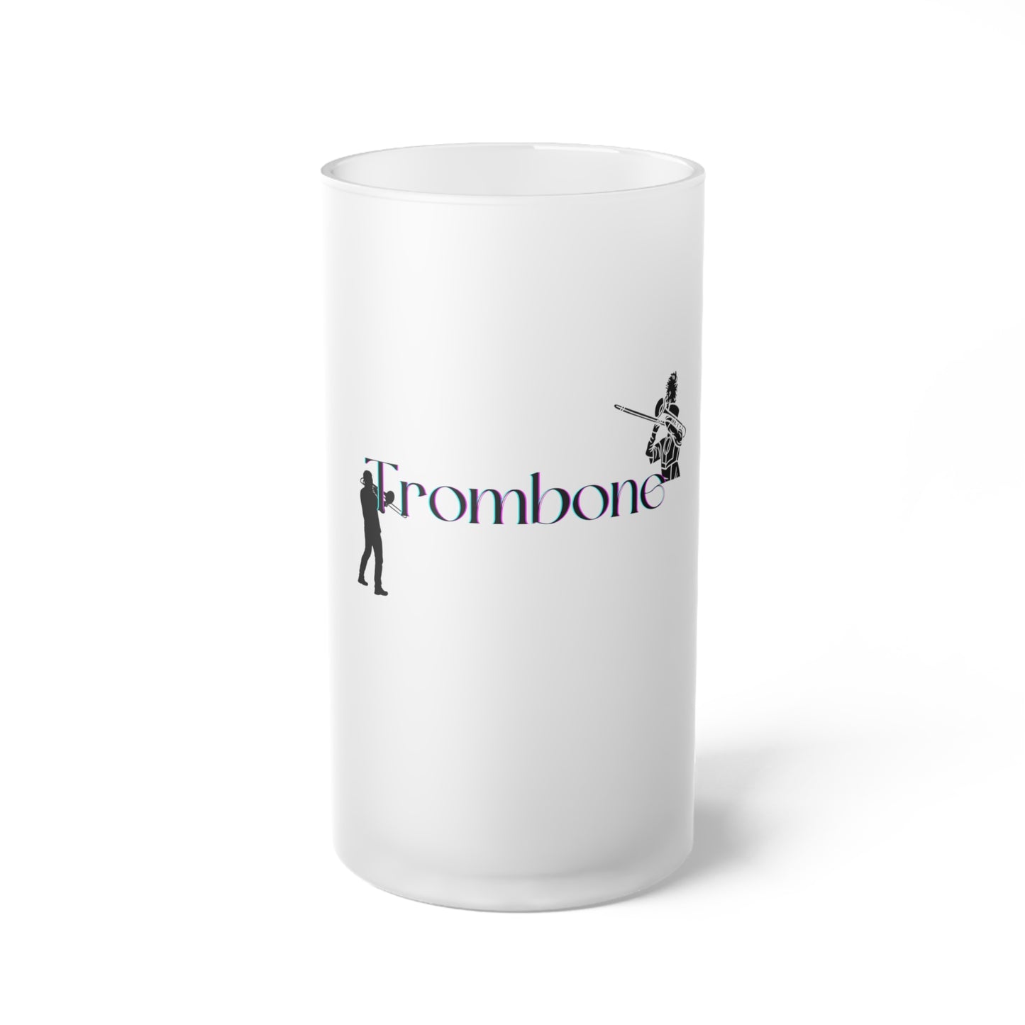 "Trombone" Frosted Glass Beer Mug