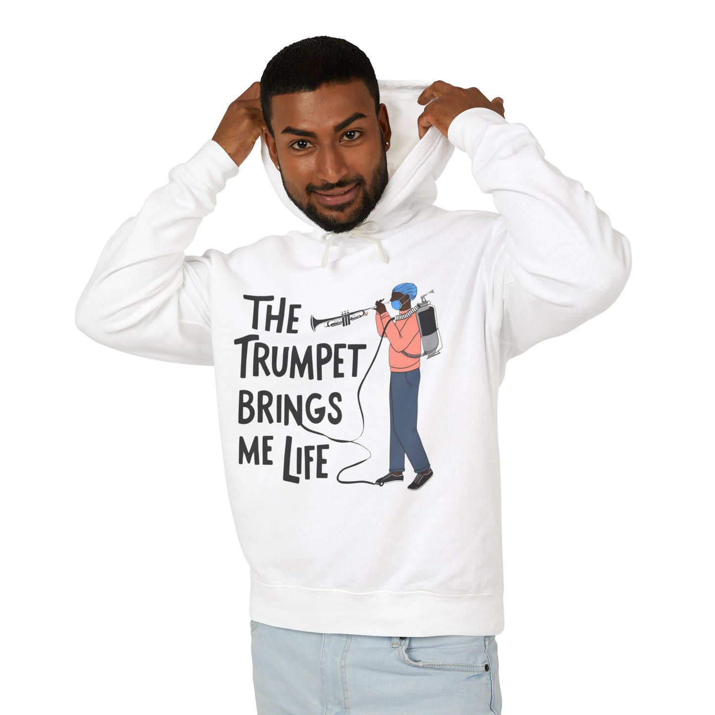The "Trumpet Brings Me Life" Unisex Lightweight Hooded Sweatshirt