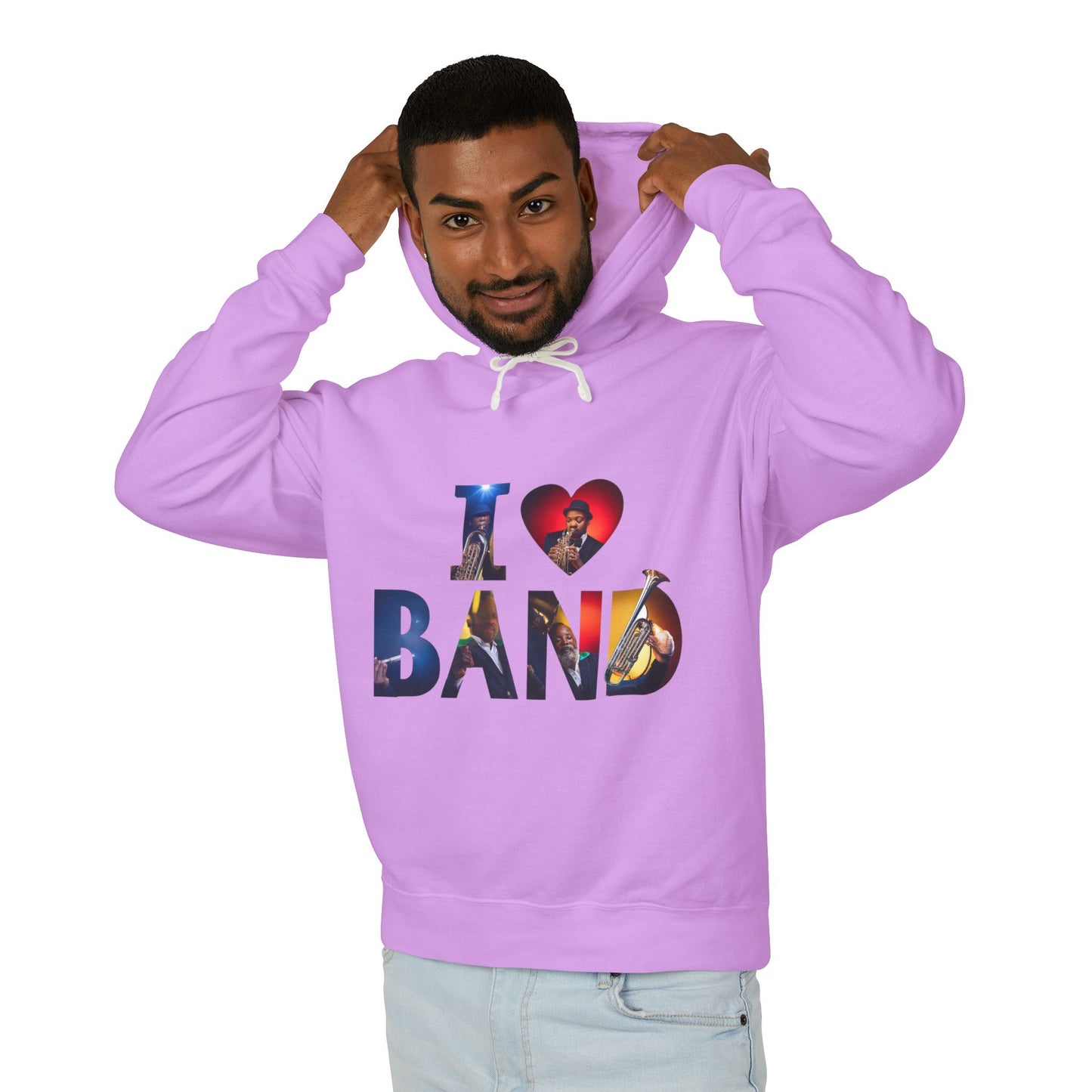 I Love Band Unisex Lightweight Hooded Sweatshirt