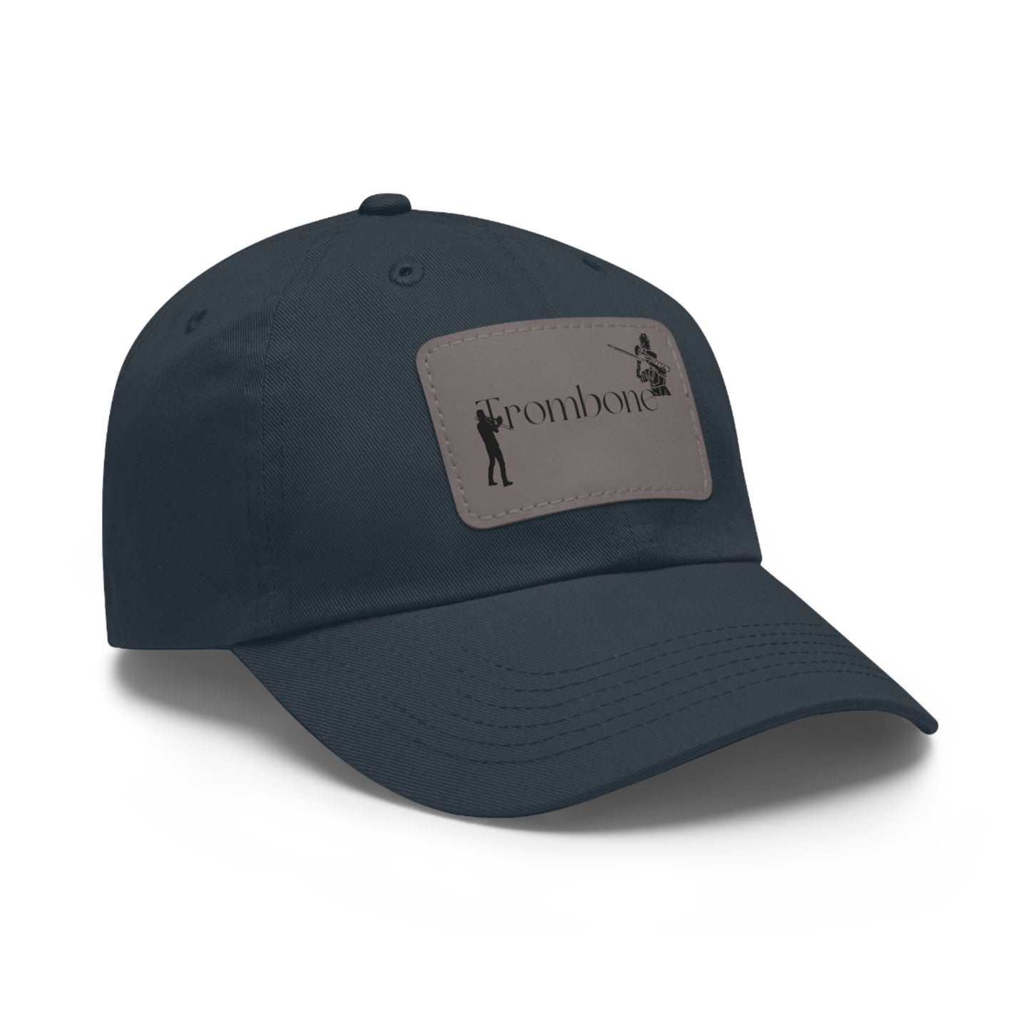 "Trombone" Dad Hat with Leather Patch (Rectangle)