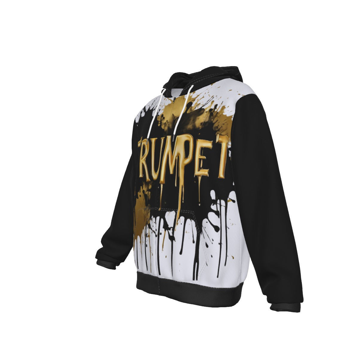 Unisex "Trumpet" Black and Gold Zip Up Hoodie With Pocket