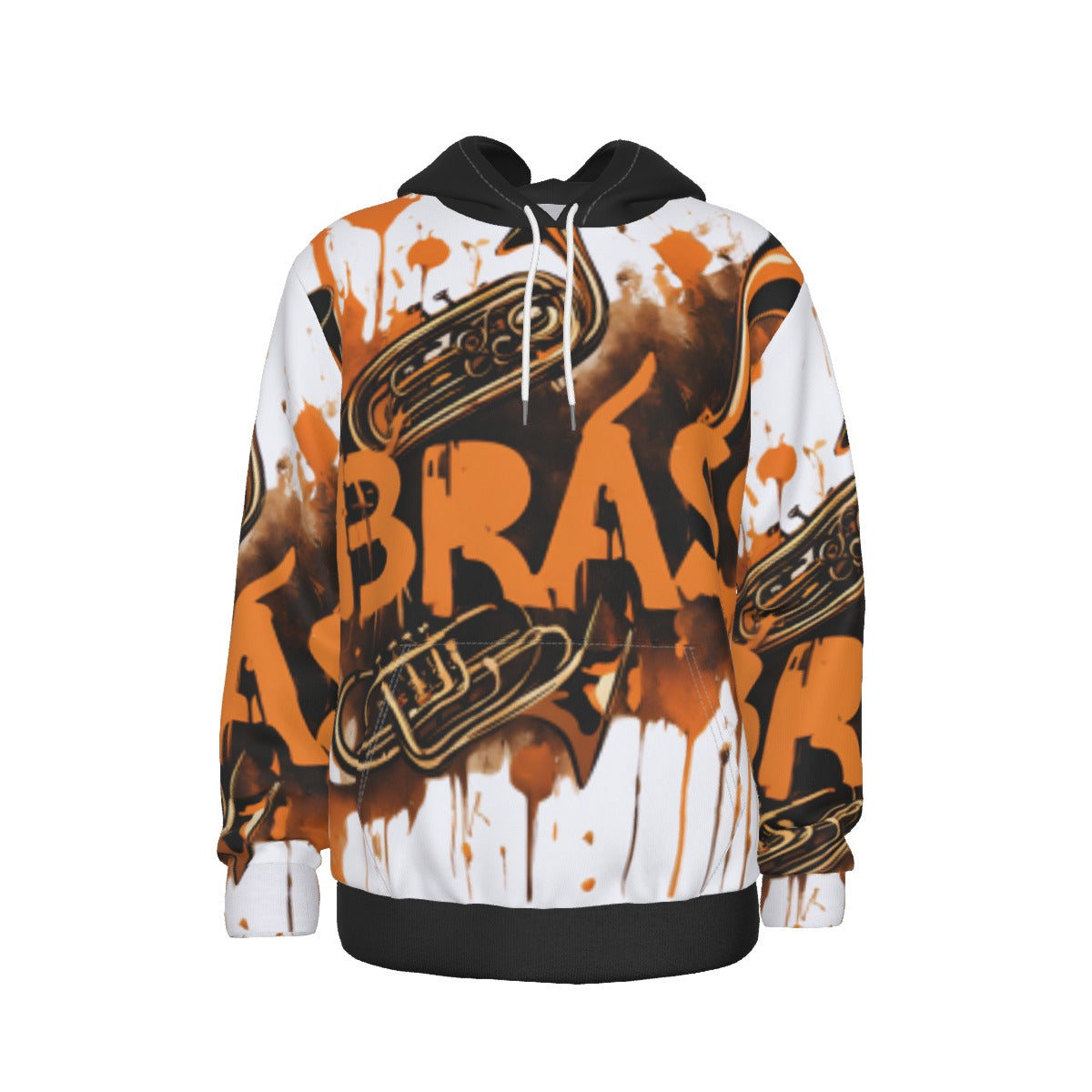 Men's Orange and Black "Brass" Splash Paint Pullover Hoodie